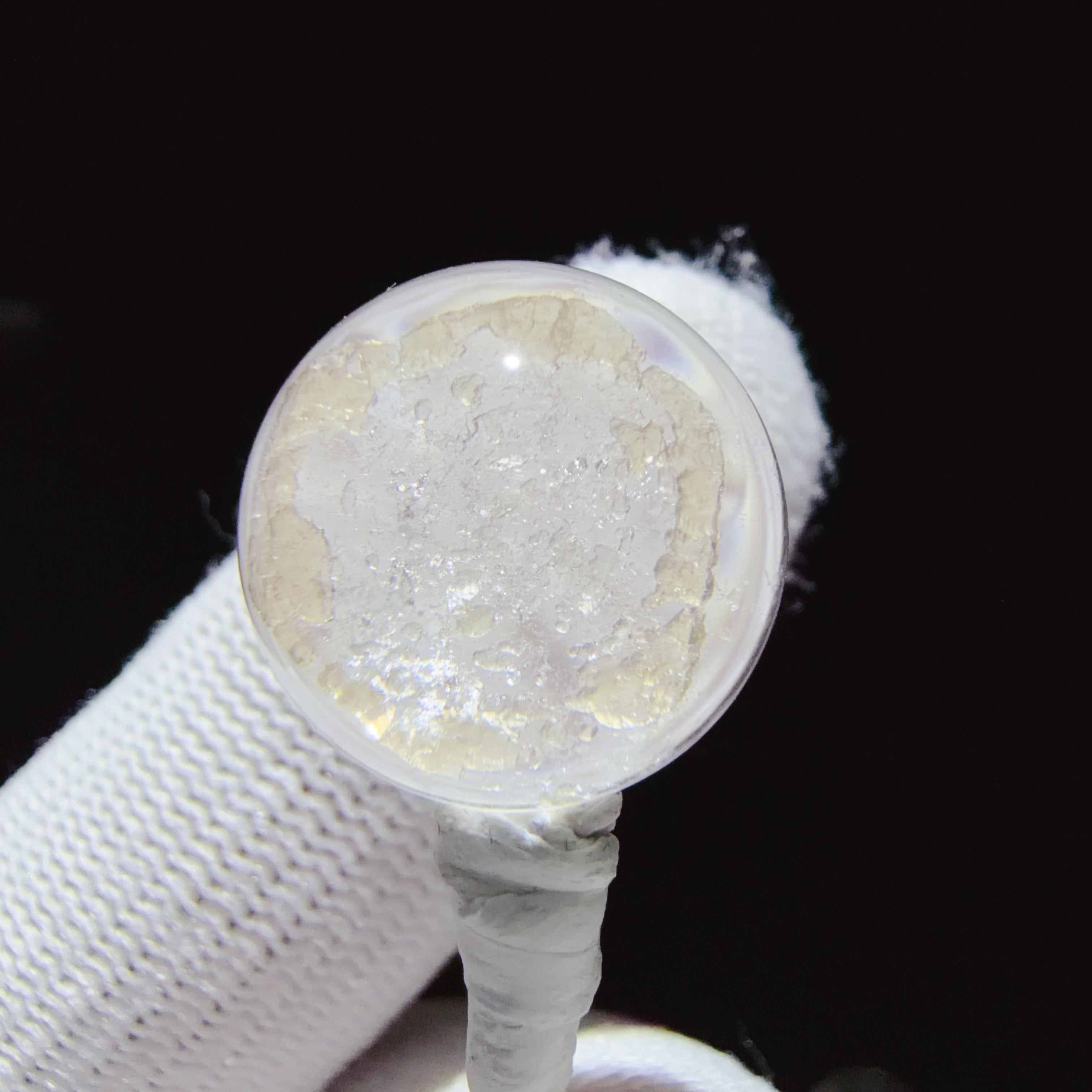 Quartz Cabochon with Fragmented Calcite Inclusion