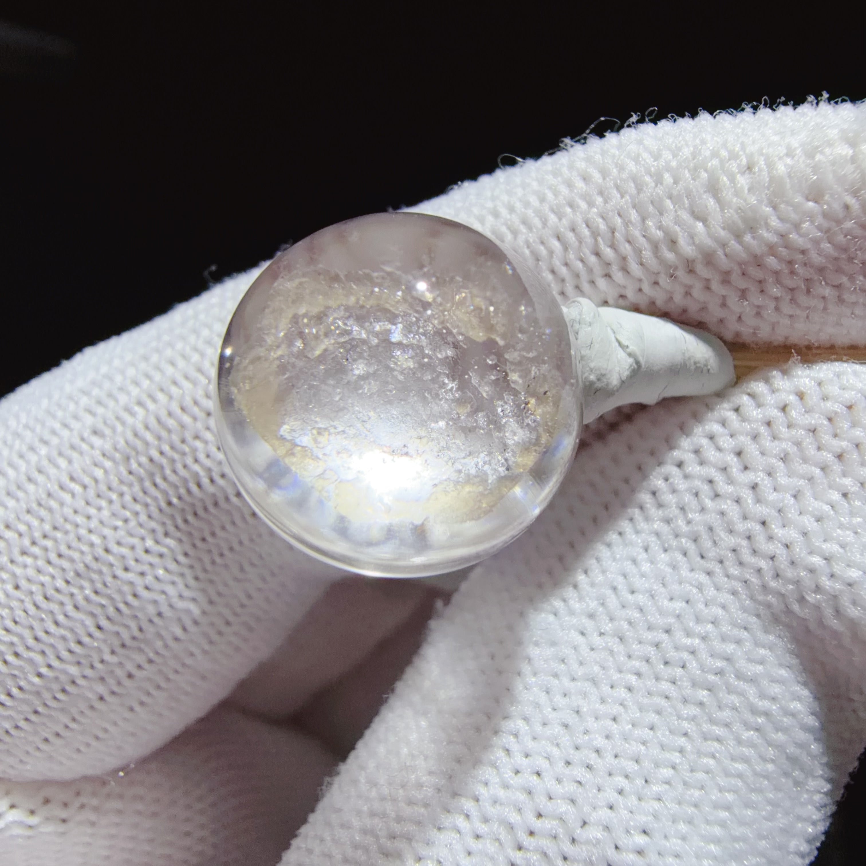 Quartz Cabochon with Fragmented Calcite Inclusion