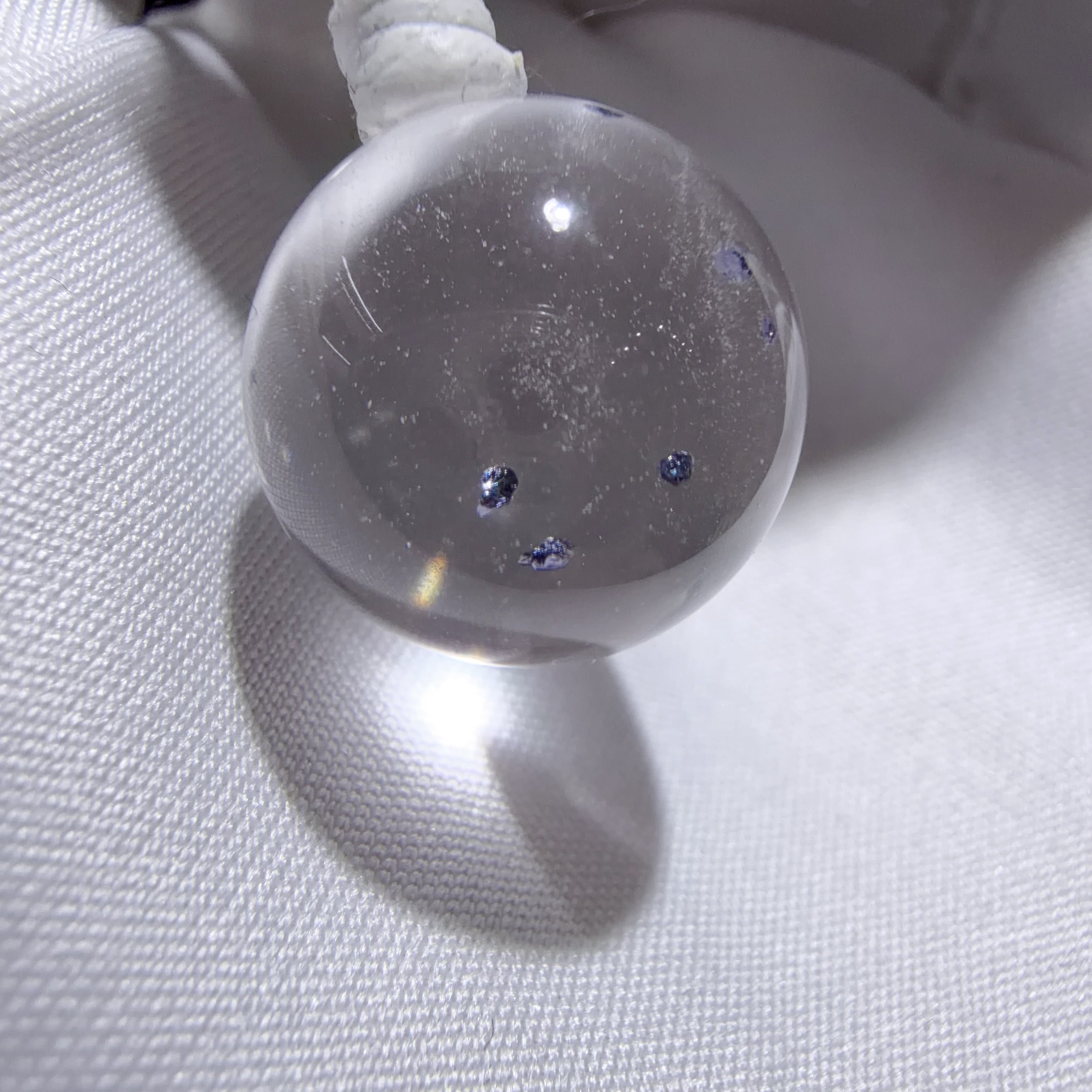 Quartz Bead with Blue Flower-like Inclusions