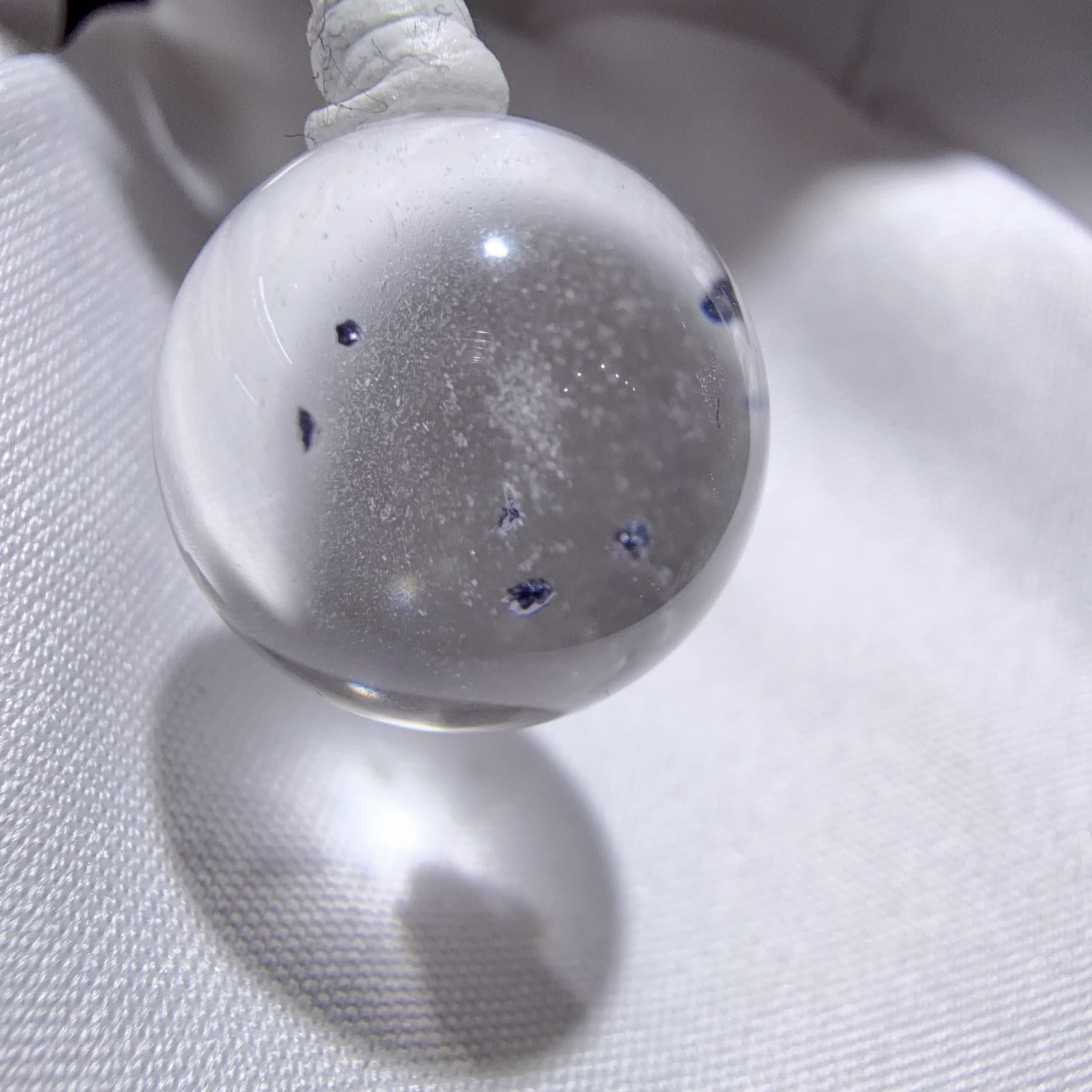 Quartz Bead with Blue Flower-like Inclusions