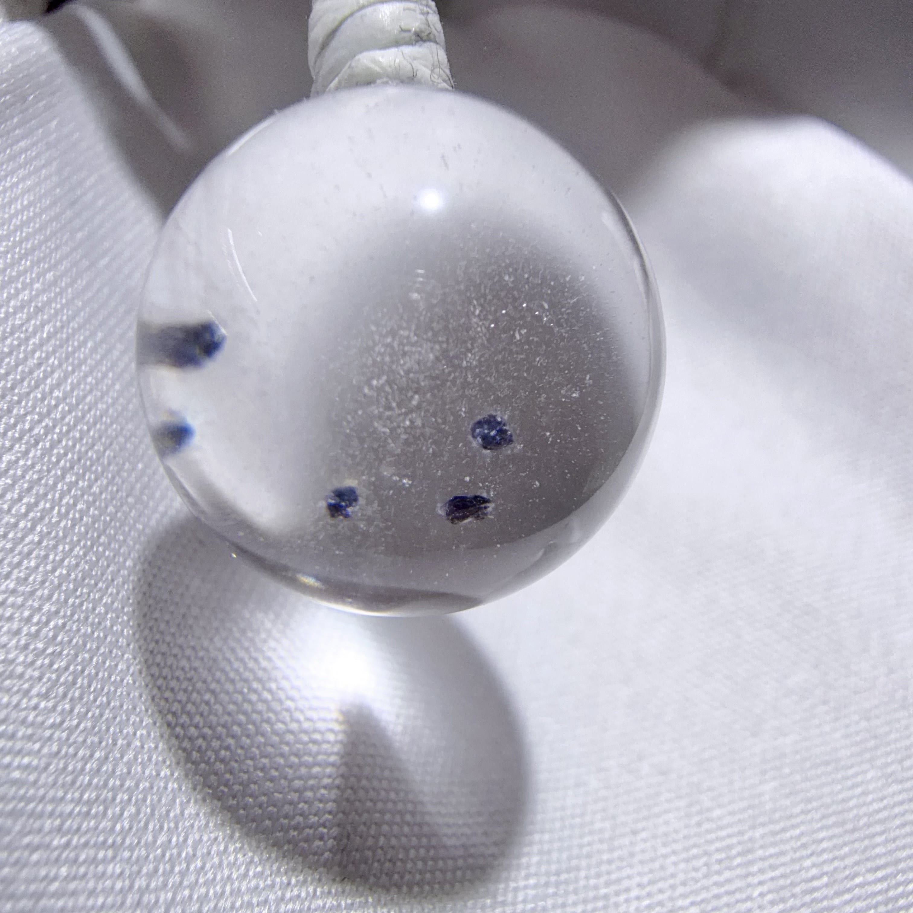 Quartz Bead with Blue Flower-like Inclusions
