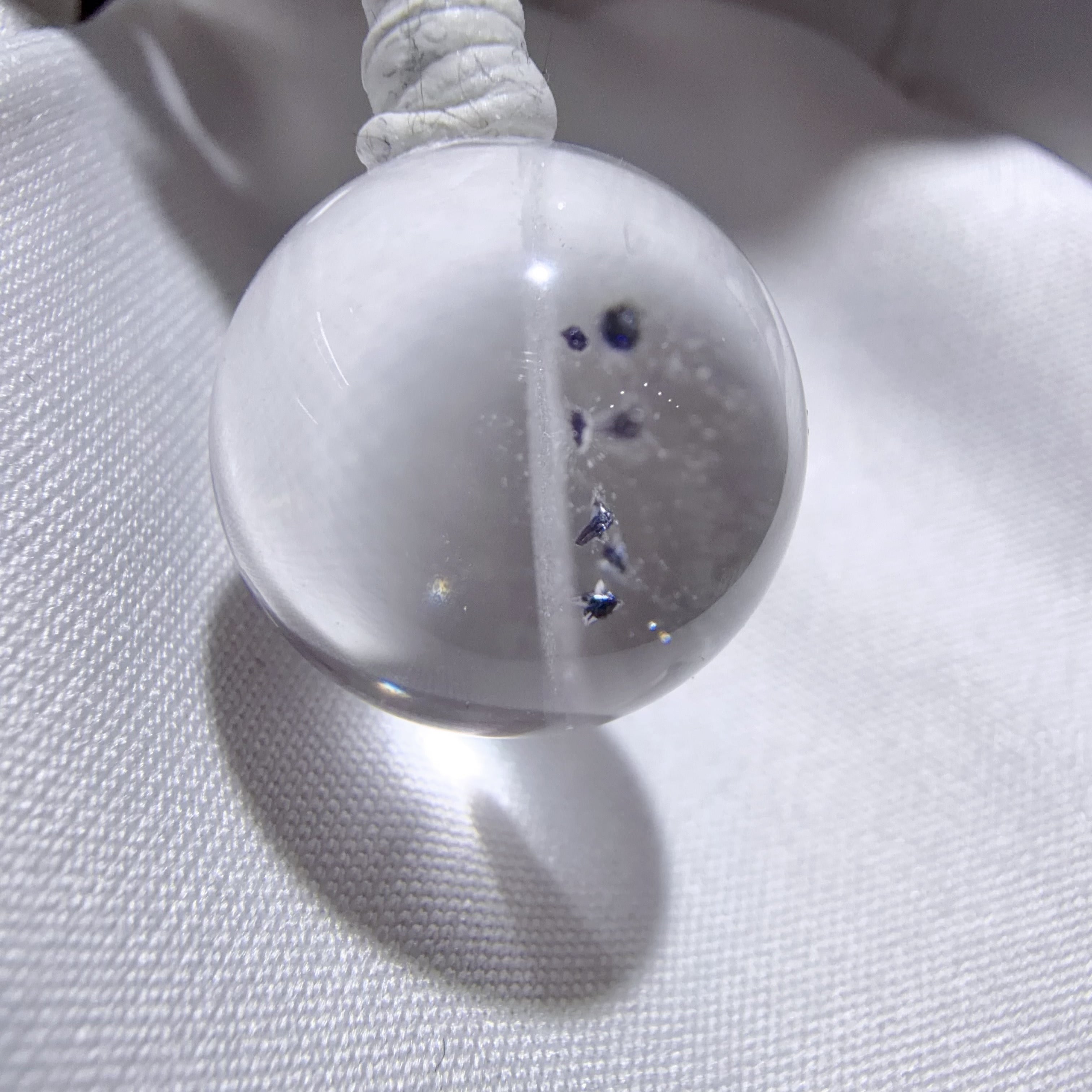 Quartz Bead with Blue Flower-like Inclusions