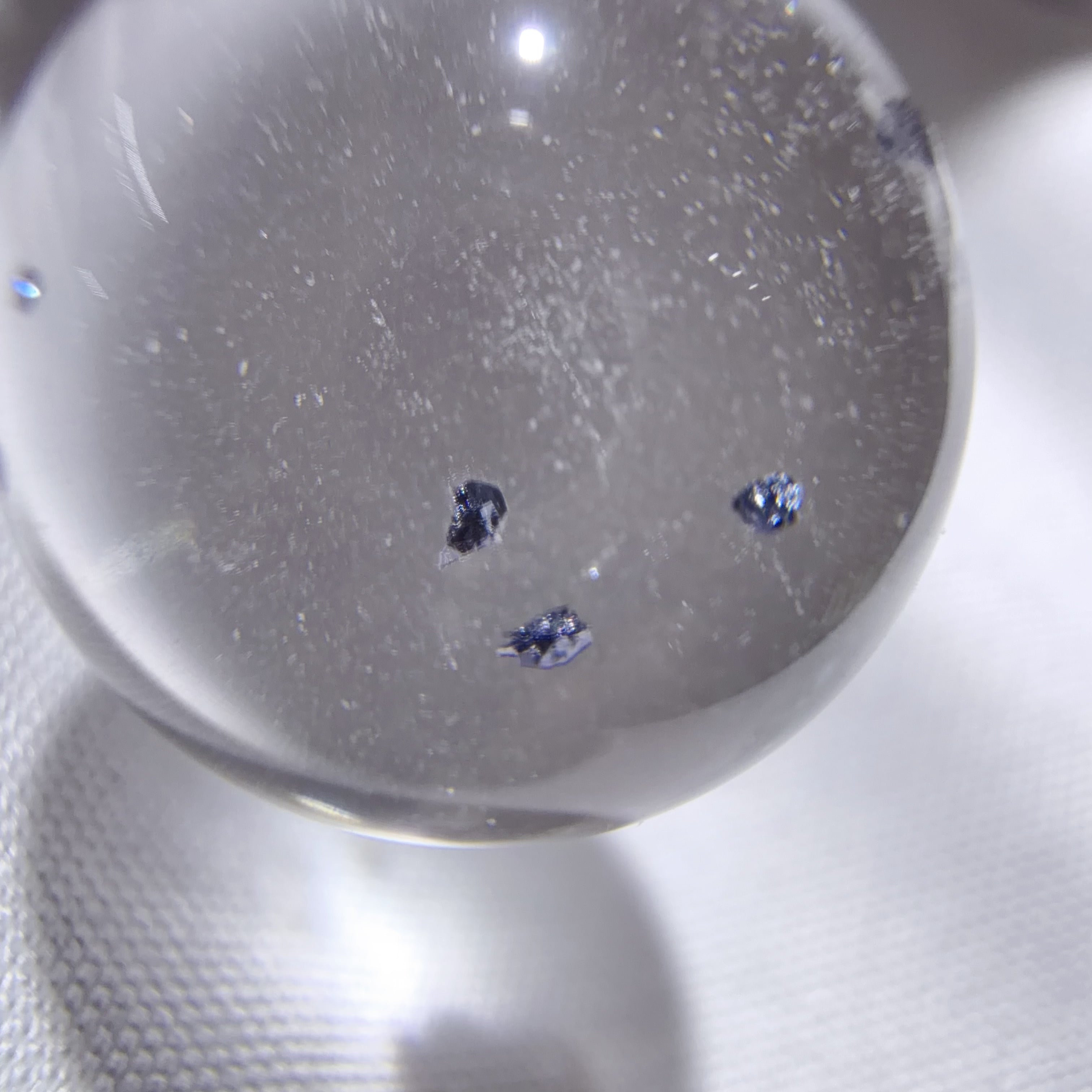 Quartz Bead with Blue Flower-like Inclusions