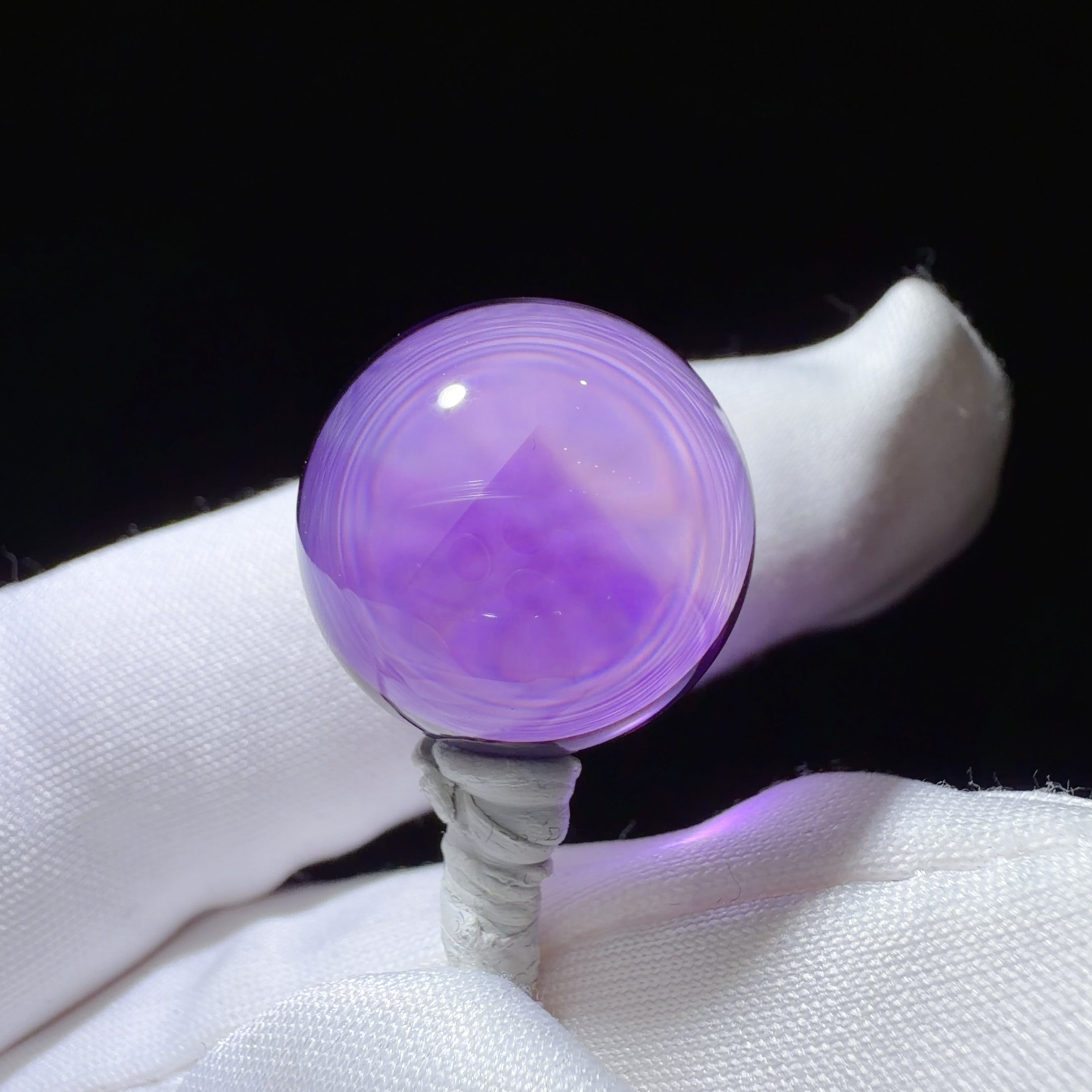 Quartz Bead with Violet-Smoky Colour Zoning