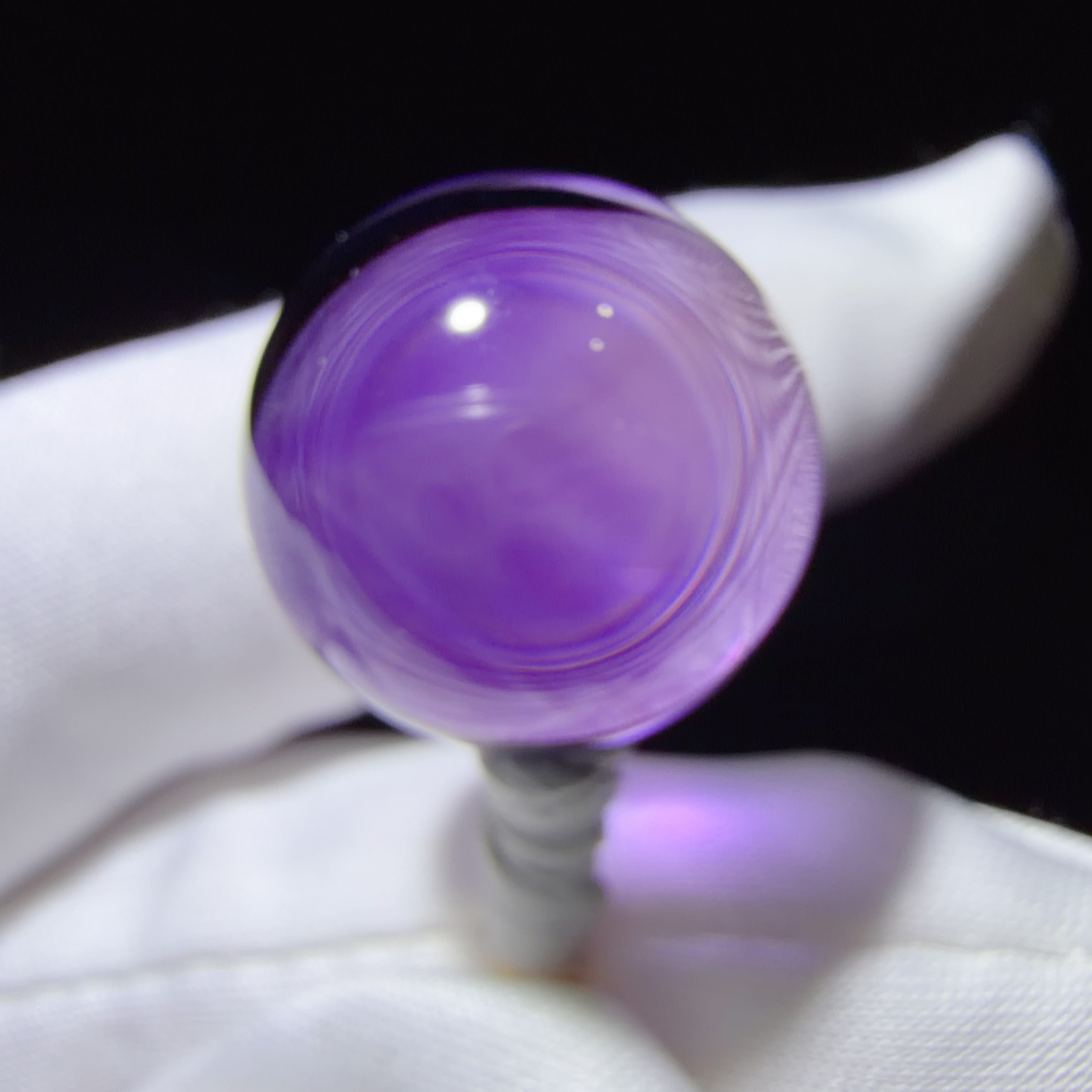 Quartz Bead with Violet-Smoky Colour Zoning