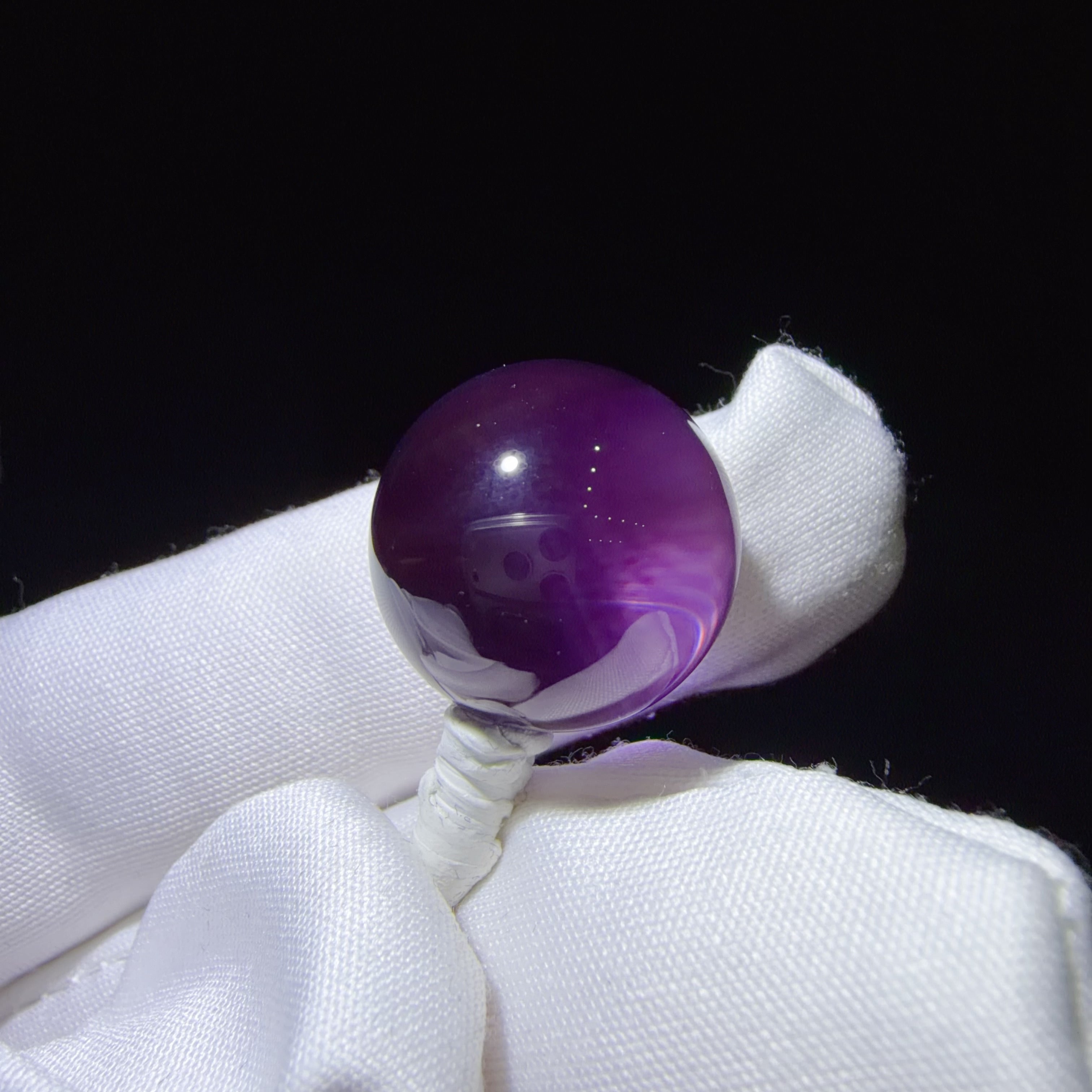 Quartz Bead with Violet-Smoky Colour Zoning