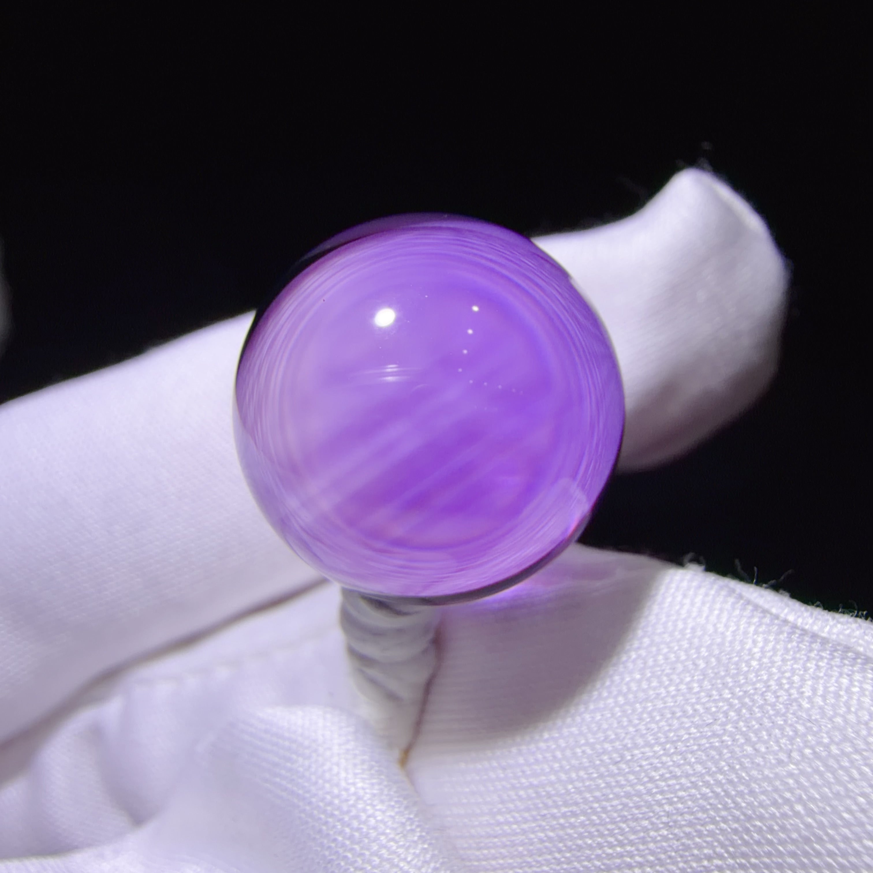 Quartz Bead with Violet-Smoky Colour Zoning