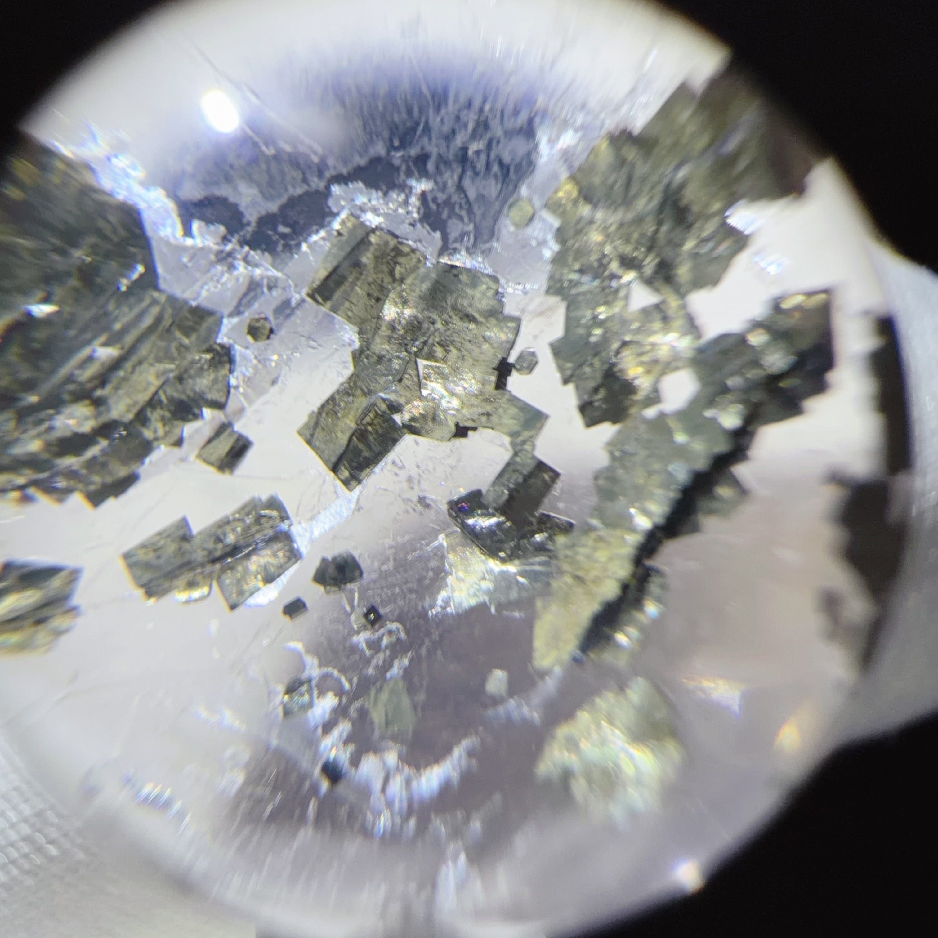 Quartz Bead with Platy Pyrite Inclusions