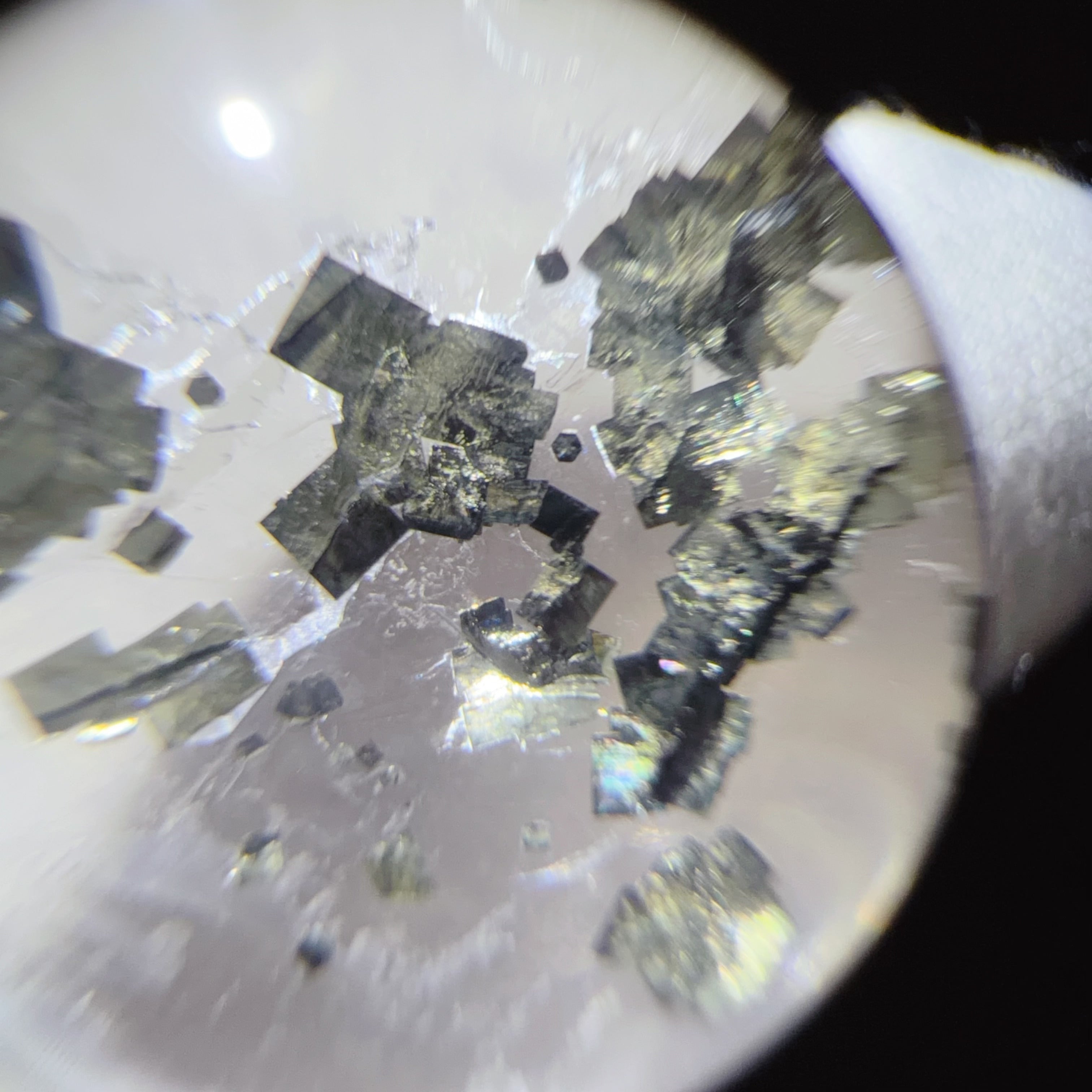 Quartz Bead with Platy Pyrite Inclusions