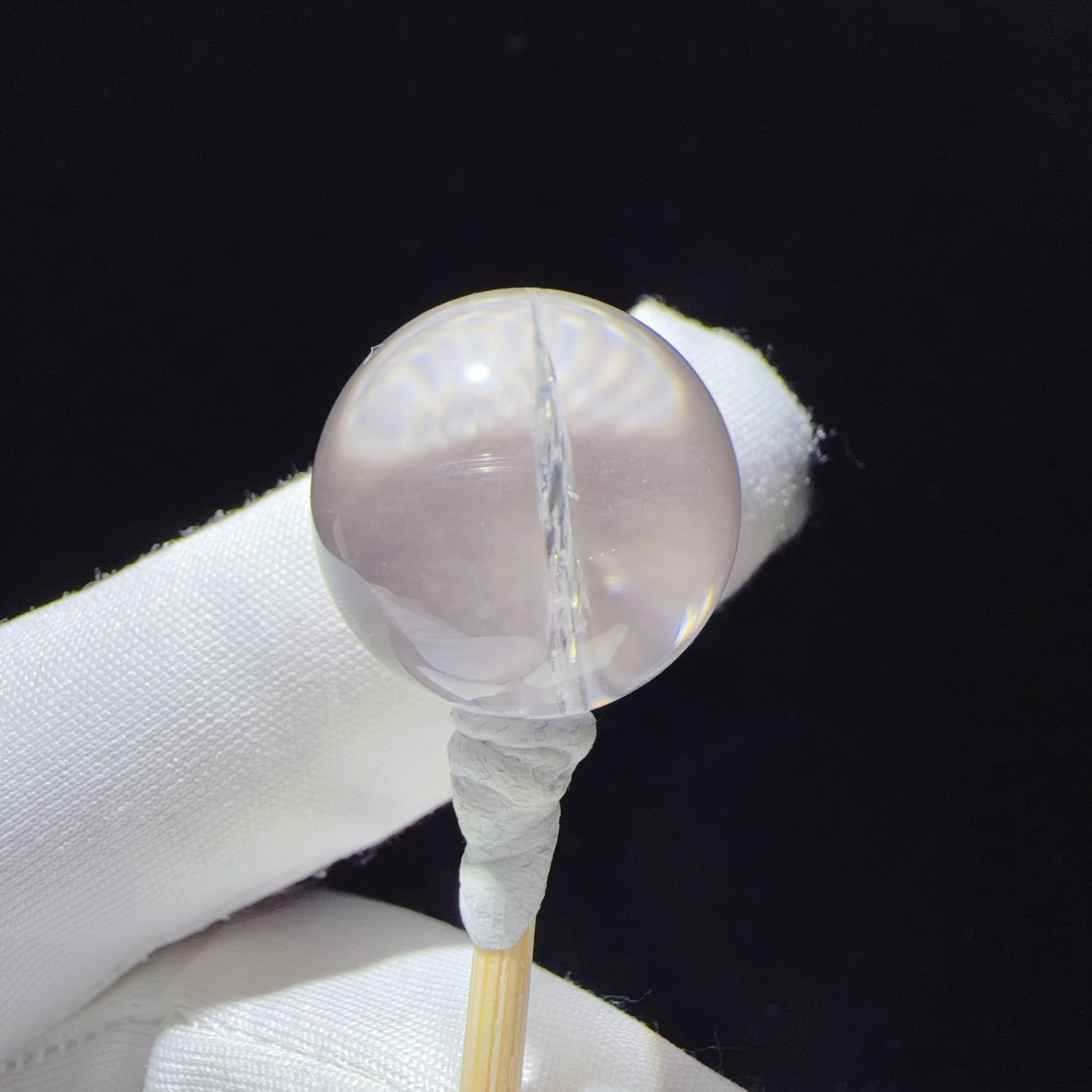 Quartz Bead with Platy Pyrite Inclusions