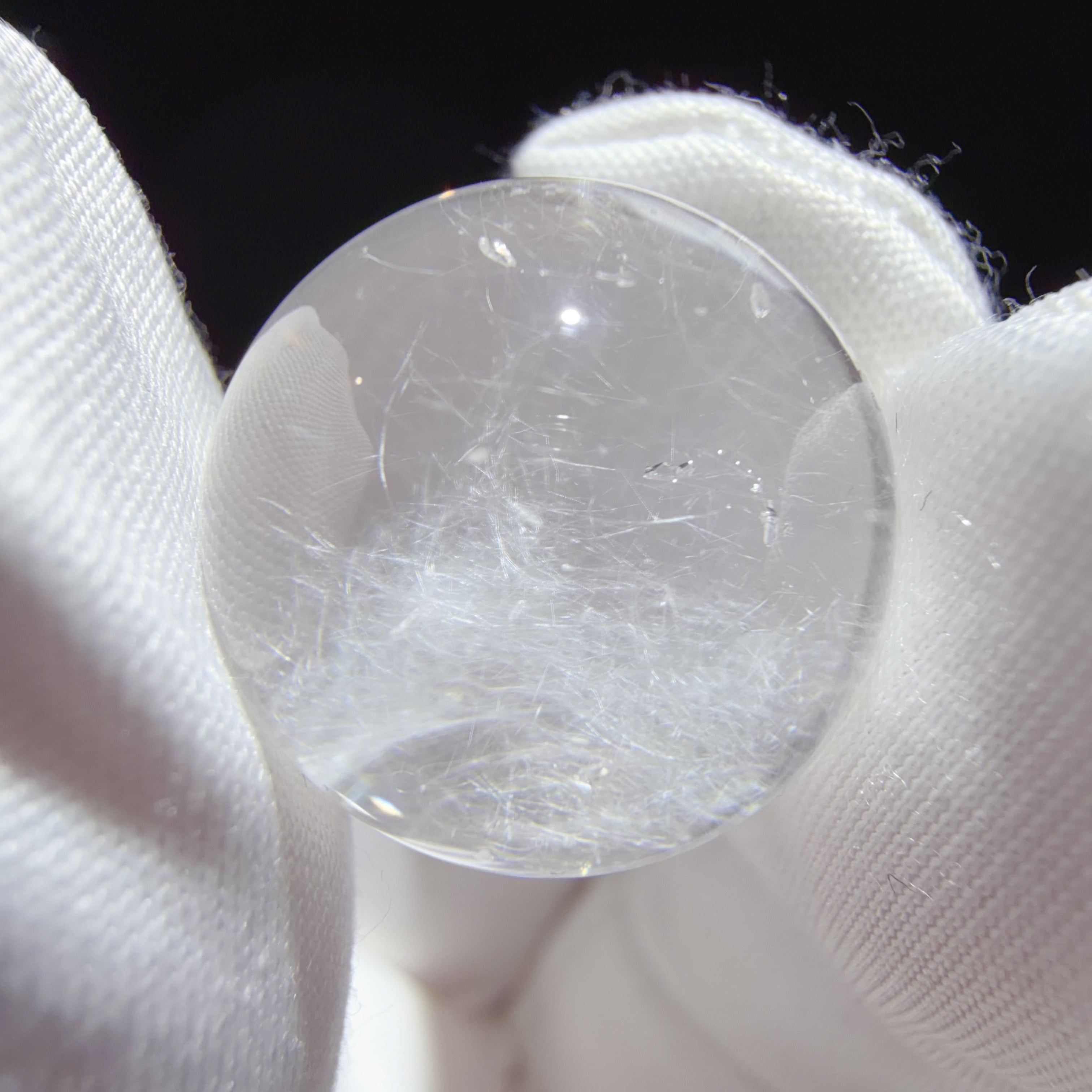 Quartz Bead with White Fibrous Inclusions