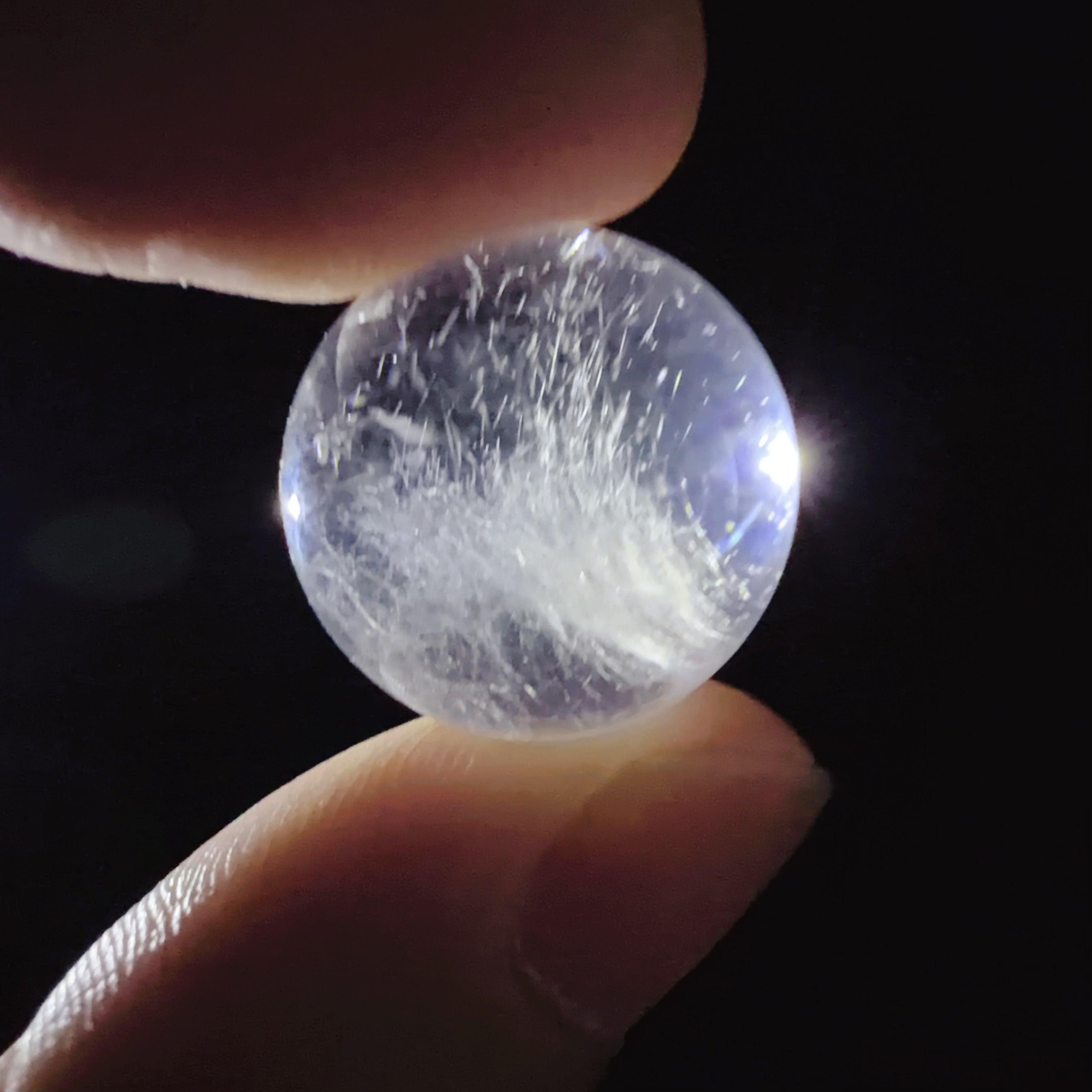 Quartz Bead with White Fibrous Inclusions