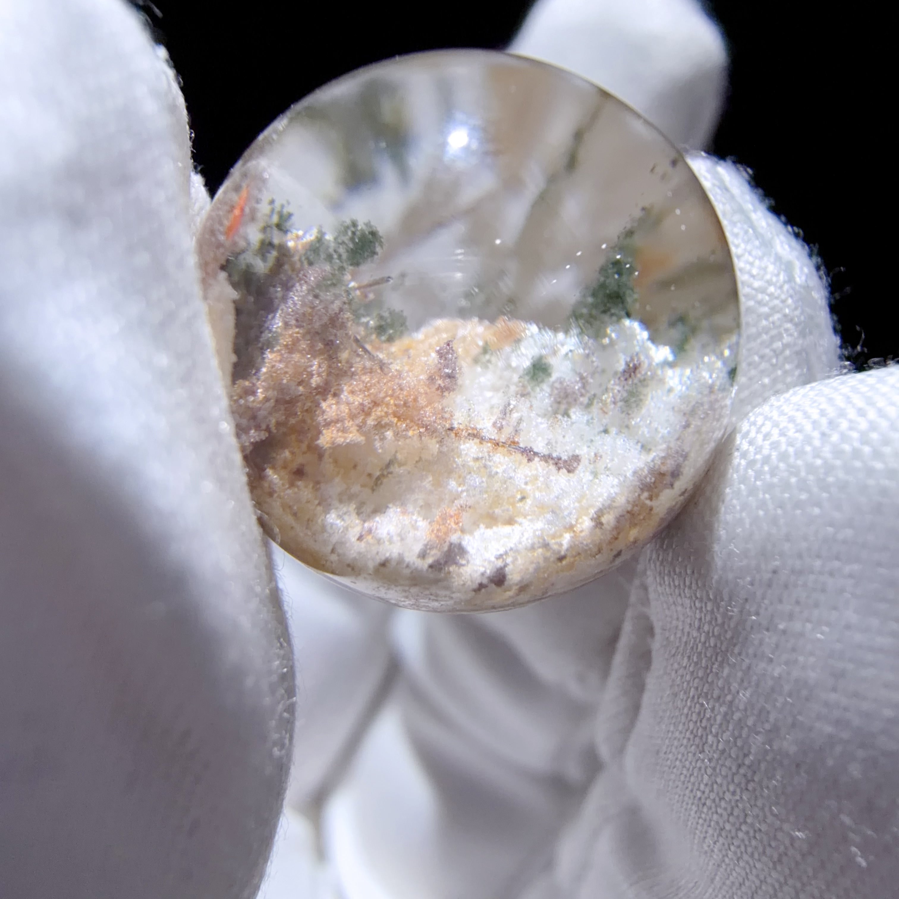 Quartz Bead with Multicolour Phantom and Needle Inclusions