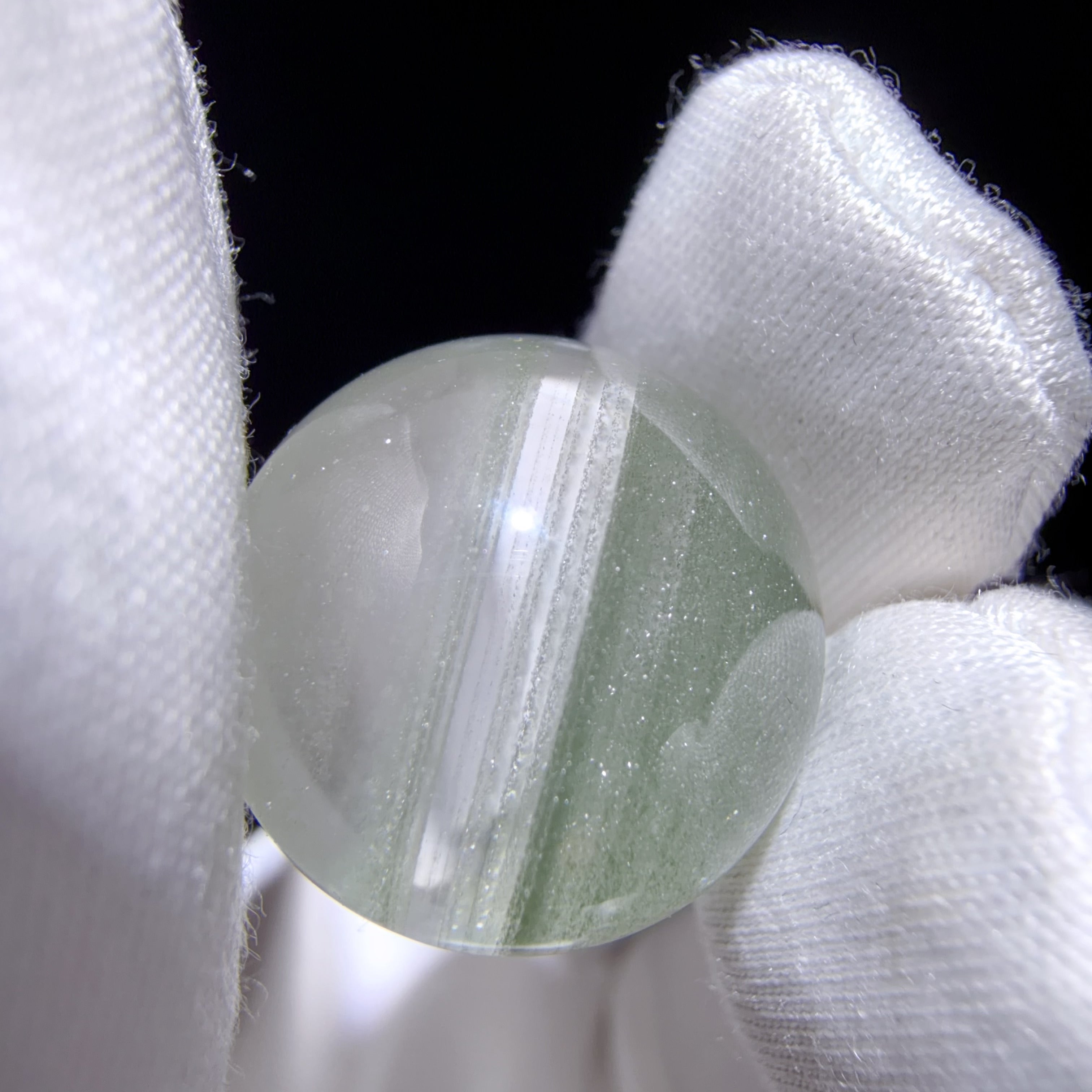 Quartz Bead with Layered Green Phantom Inclusions 17 mm