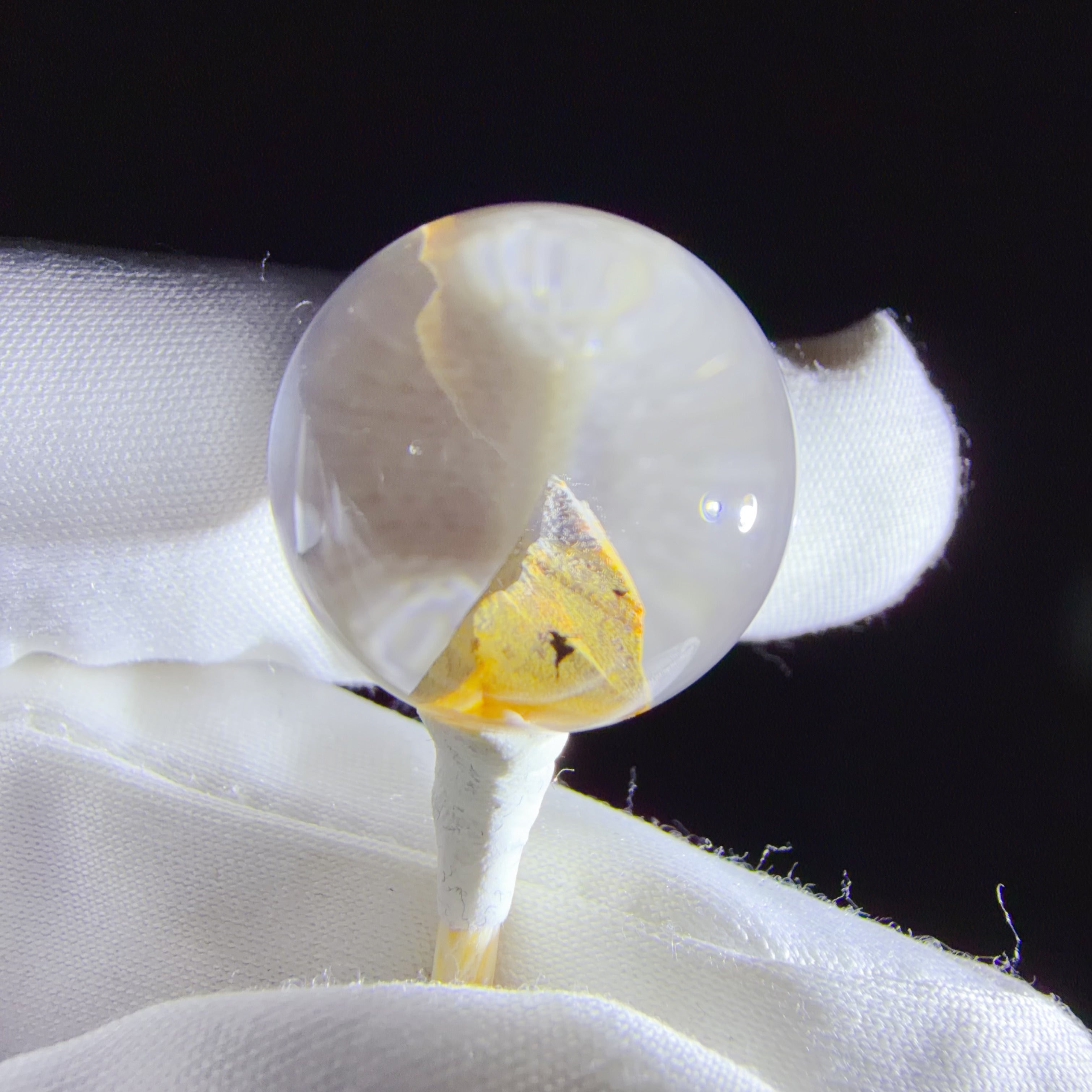Quartz Bead with Mountain-like Mineral Inclusion 18 mm