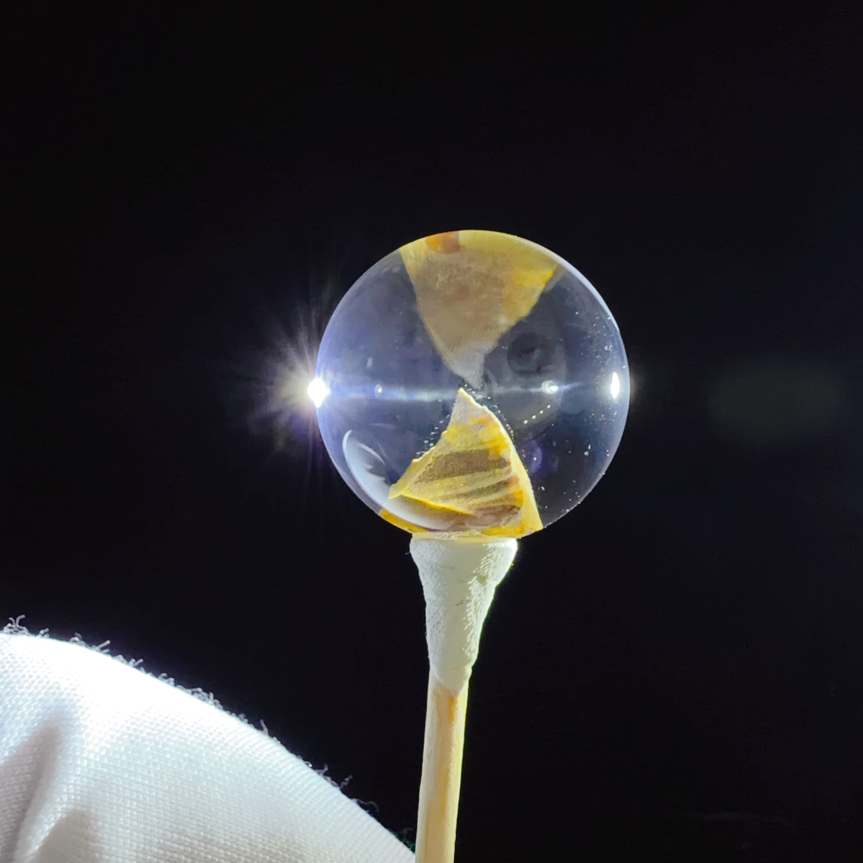 Quartz Bead with Mountain-like Mineral Inclusion 18 mm