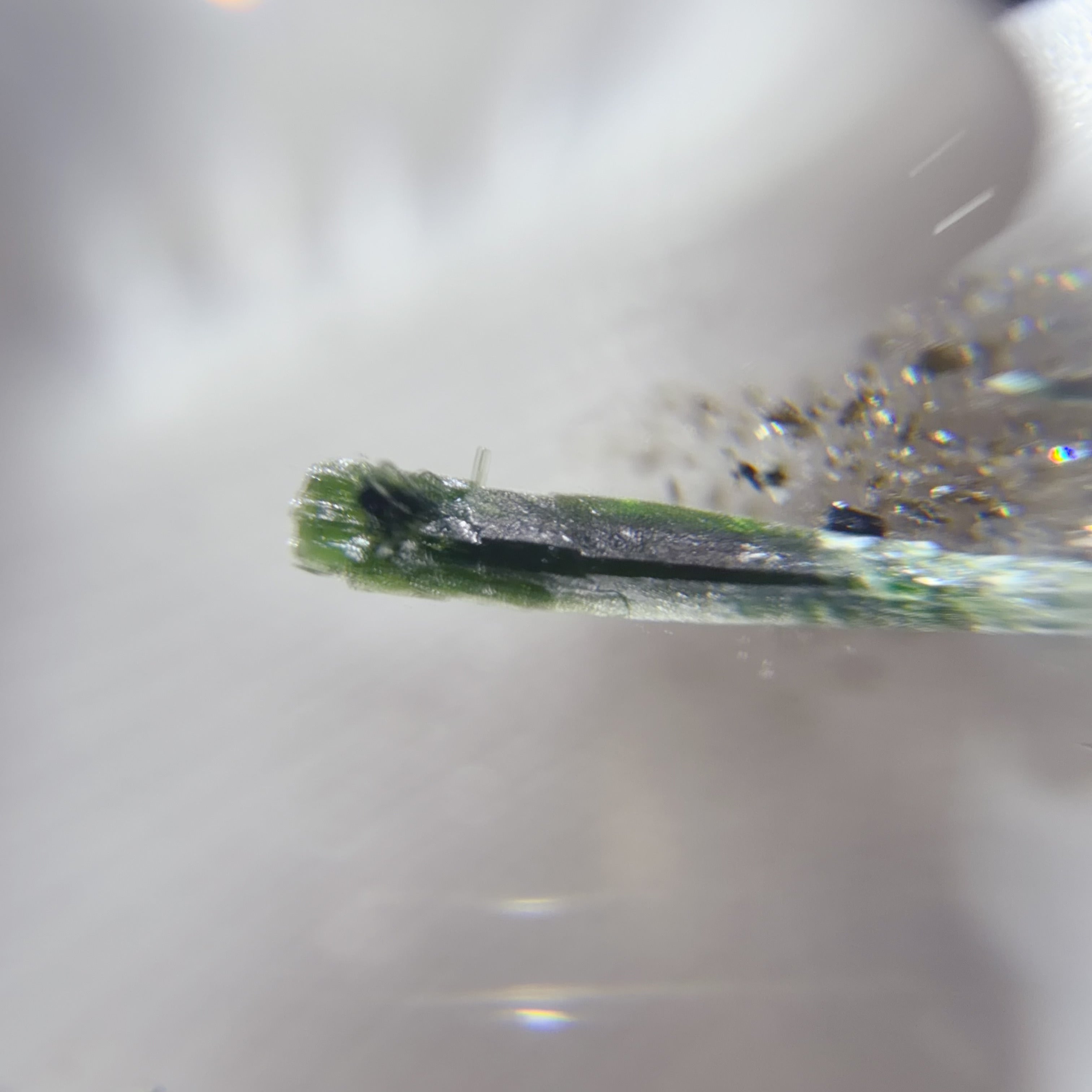 Quartz Bead with Epidote and Green Mica Inclusions