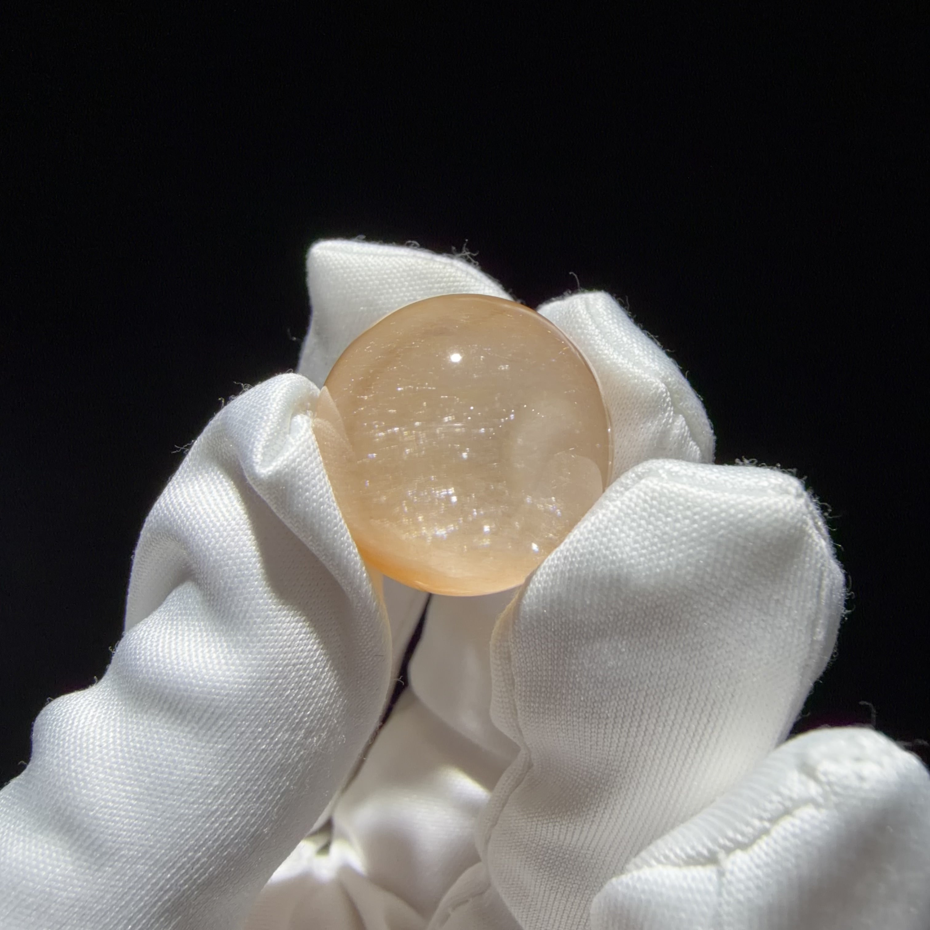Quartz Bead with Golden Fibrous Inclusions
