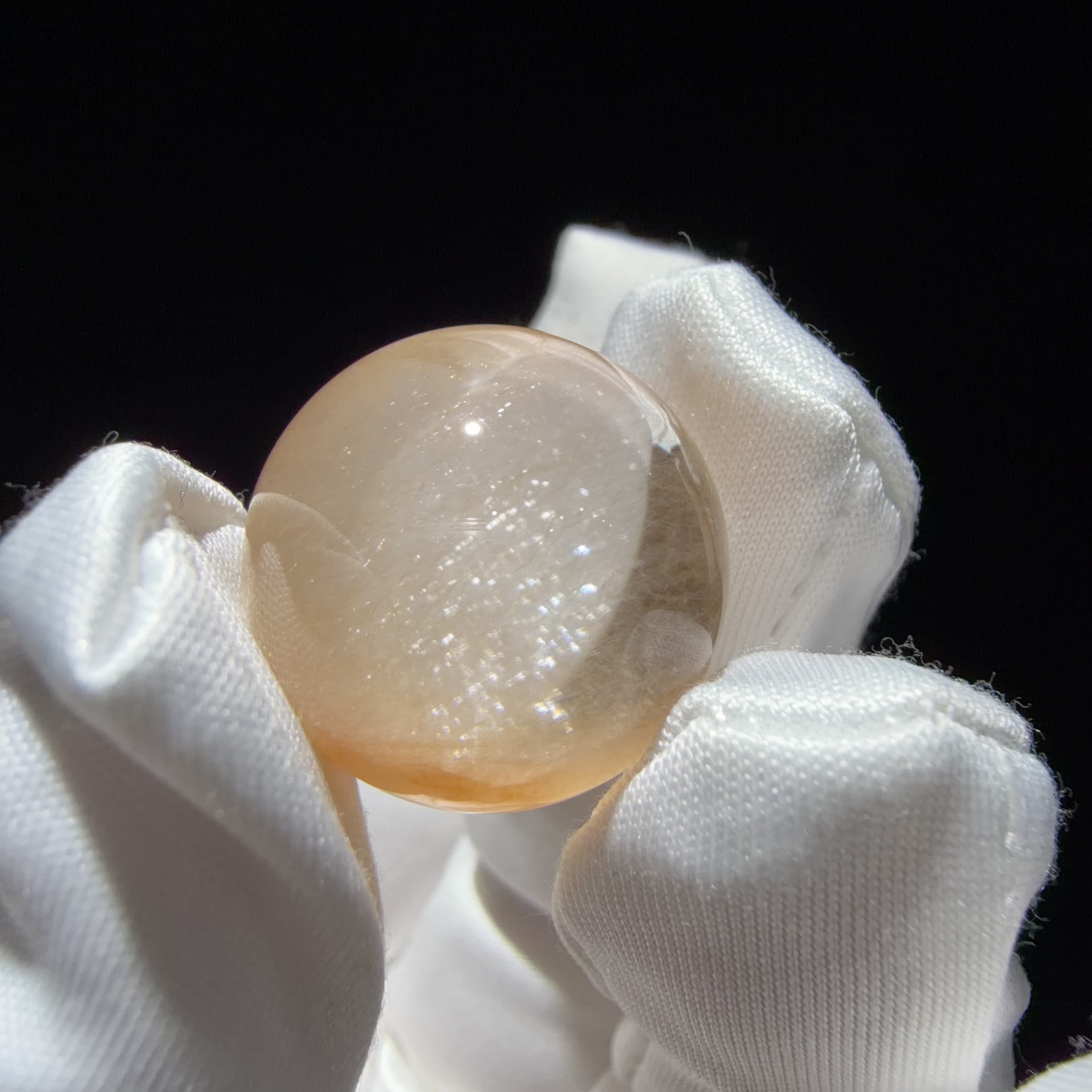 Quartz Bead with Golden Fibrous Inclusions