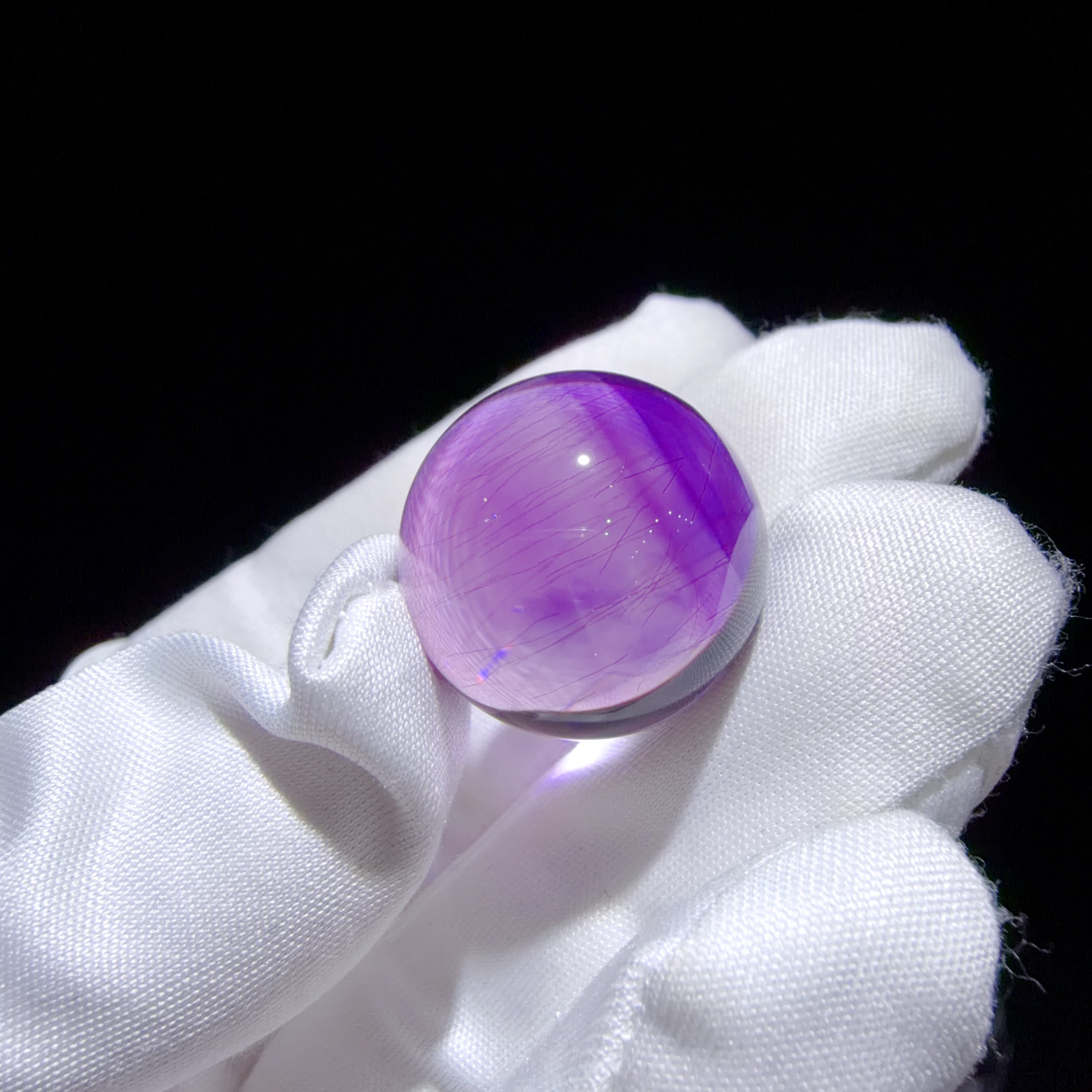 Quartz Bead with Violet Mineral Inclusions