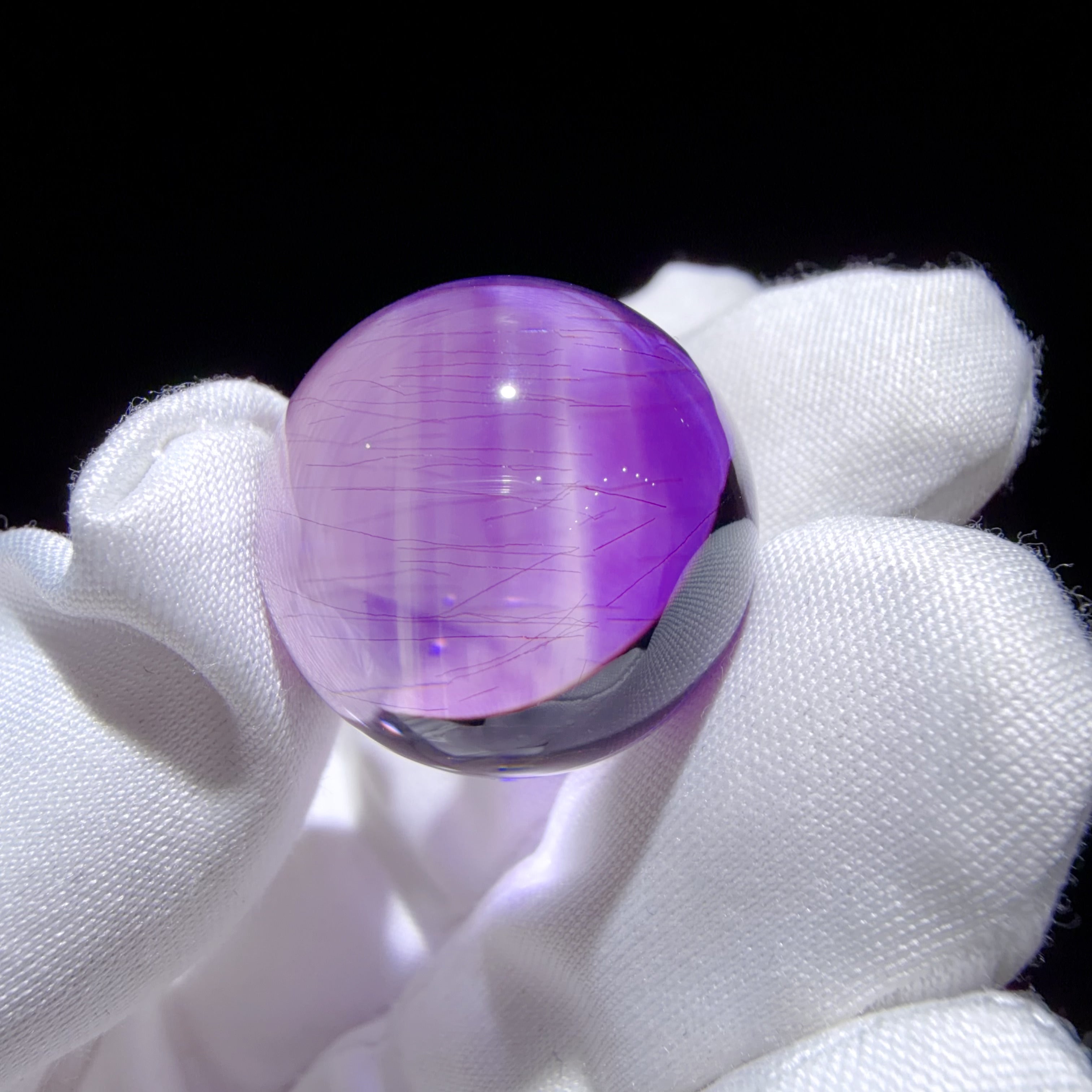 Quartz Bead with Violet Mineral Inclusions