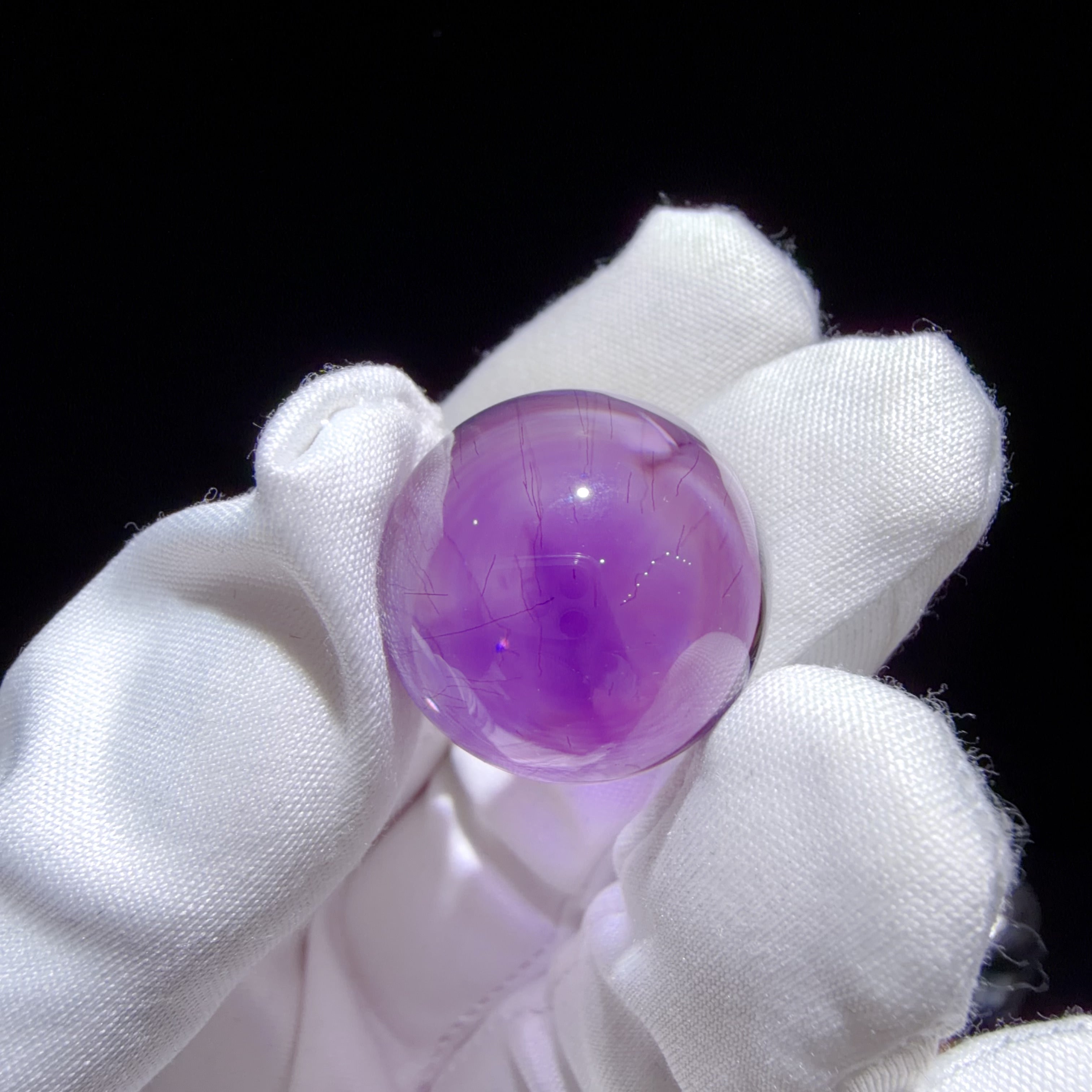 Quartz Bead with Violet Mineral Inclusions