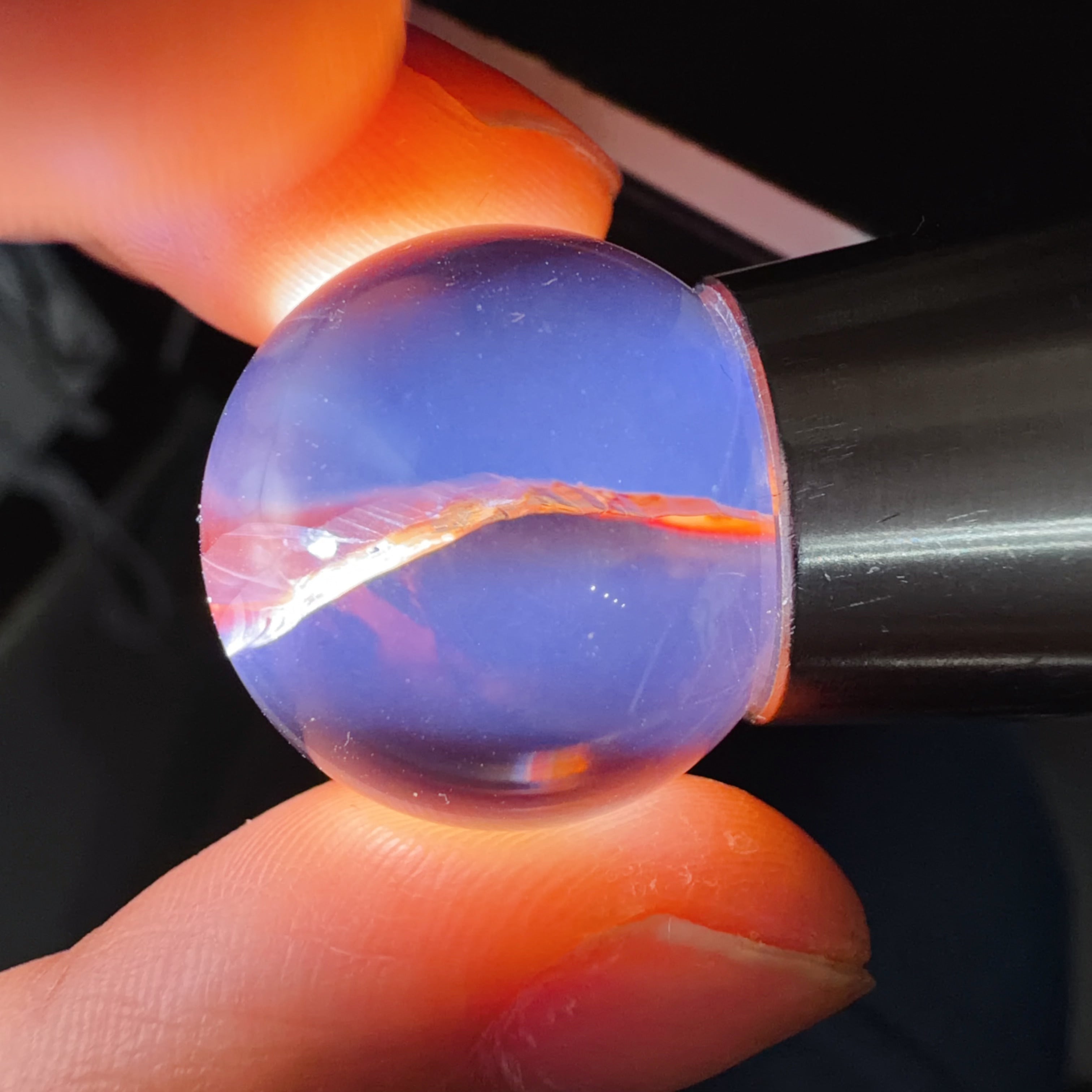 Quartz Bead with Orange-Red Flower-like Inclusions