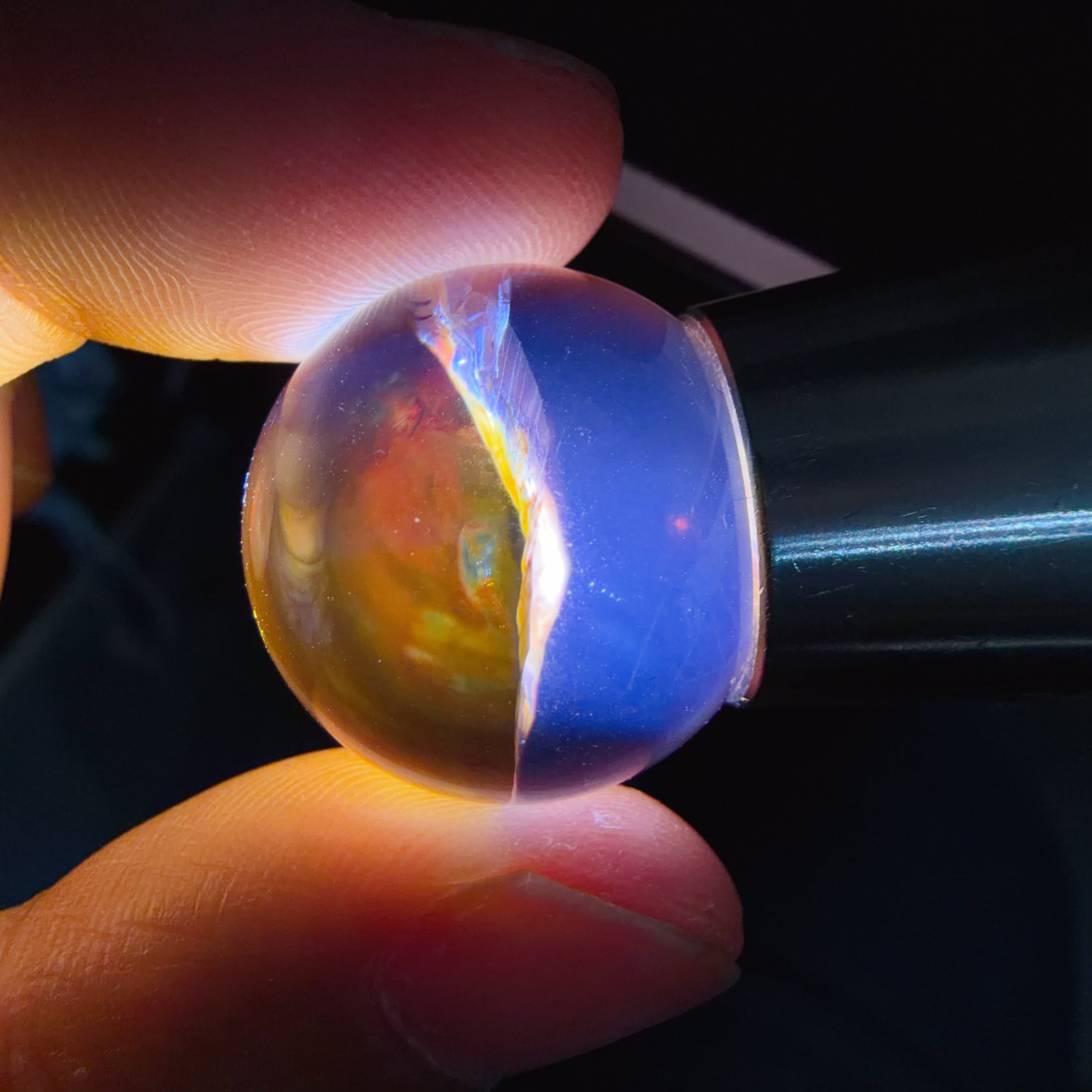 Quartz Bead with Orange-Red Flower-like Inclusions