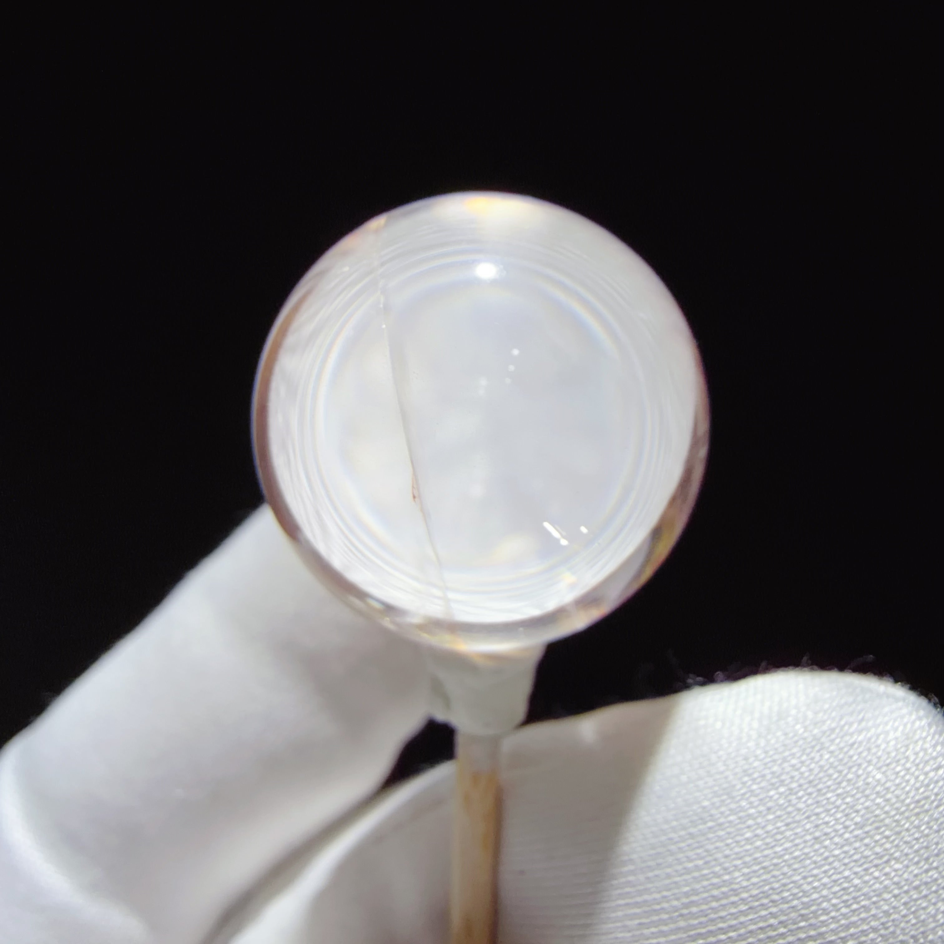 Quartz Bead with Red and Yellow Flower-like Inclusions