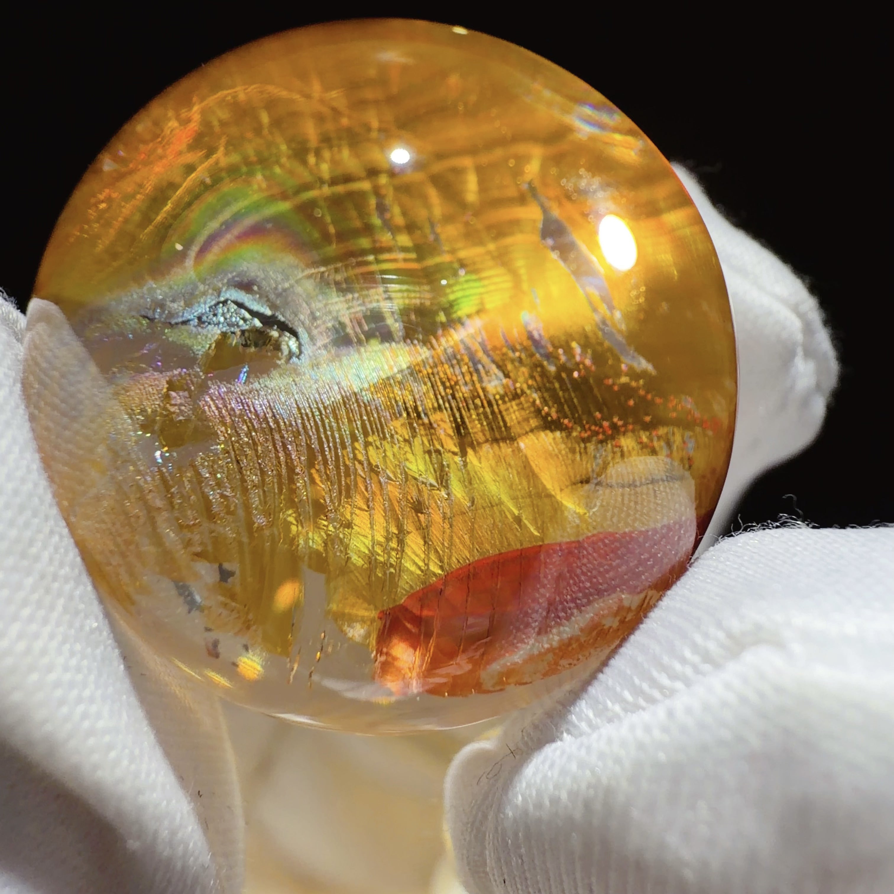 Quartz Bead with Polychrome Flower-like Inclusions