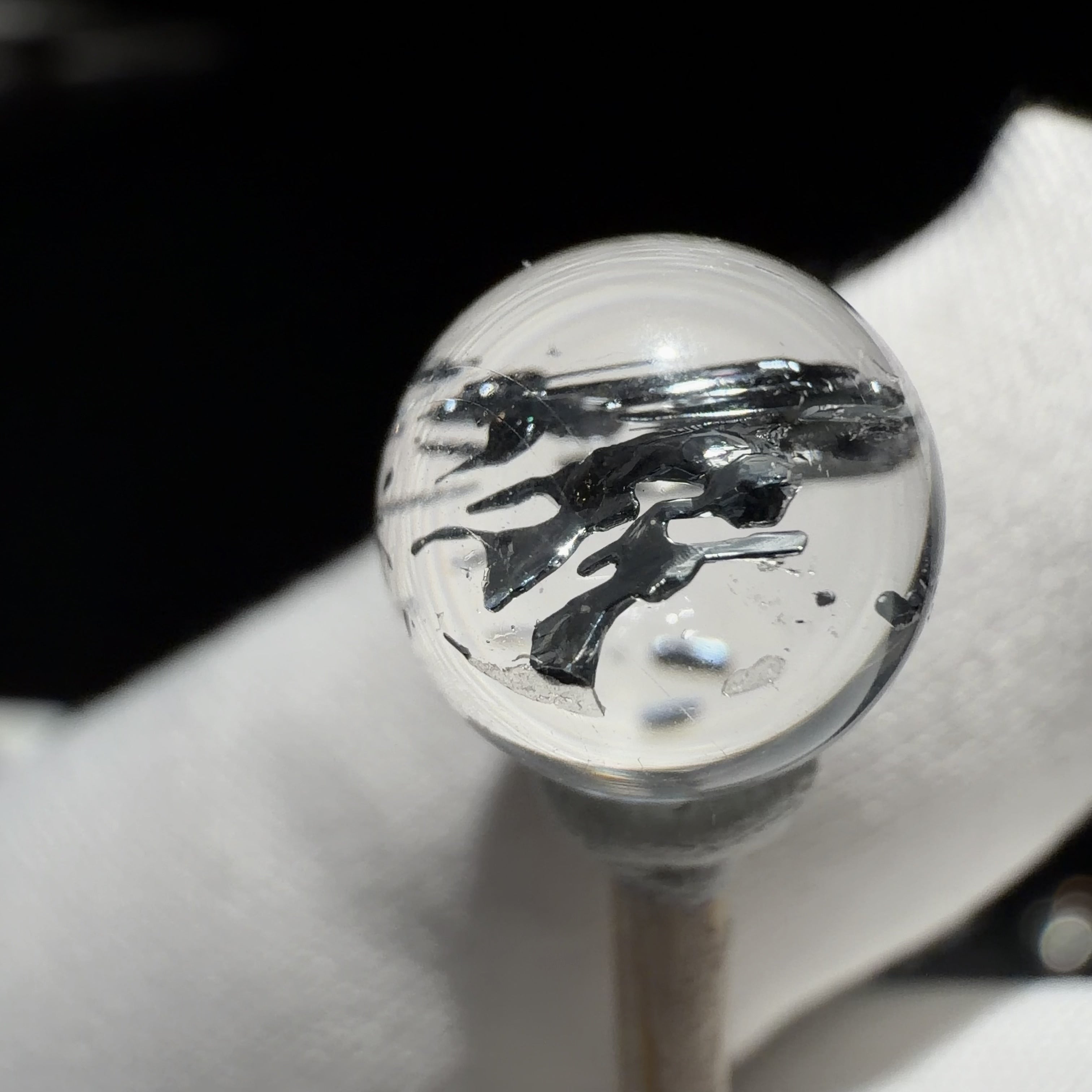 Quartz Bead with Stibnite Inclusions 9.8 mm