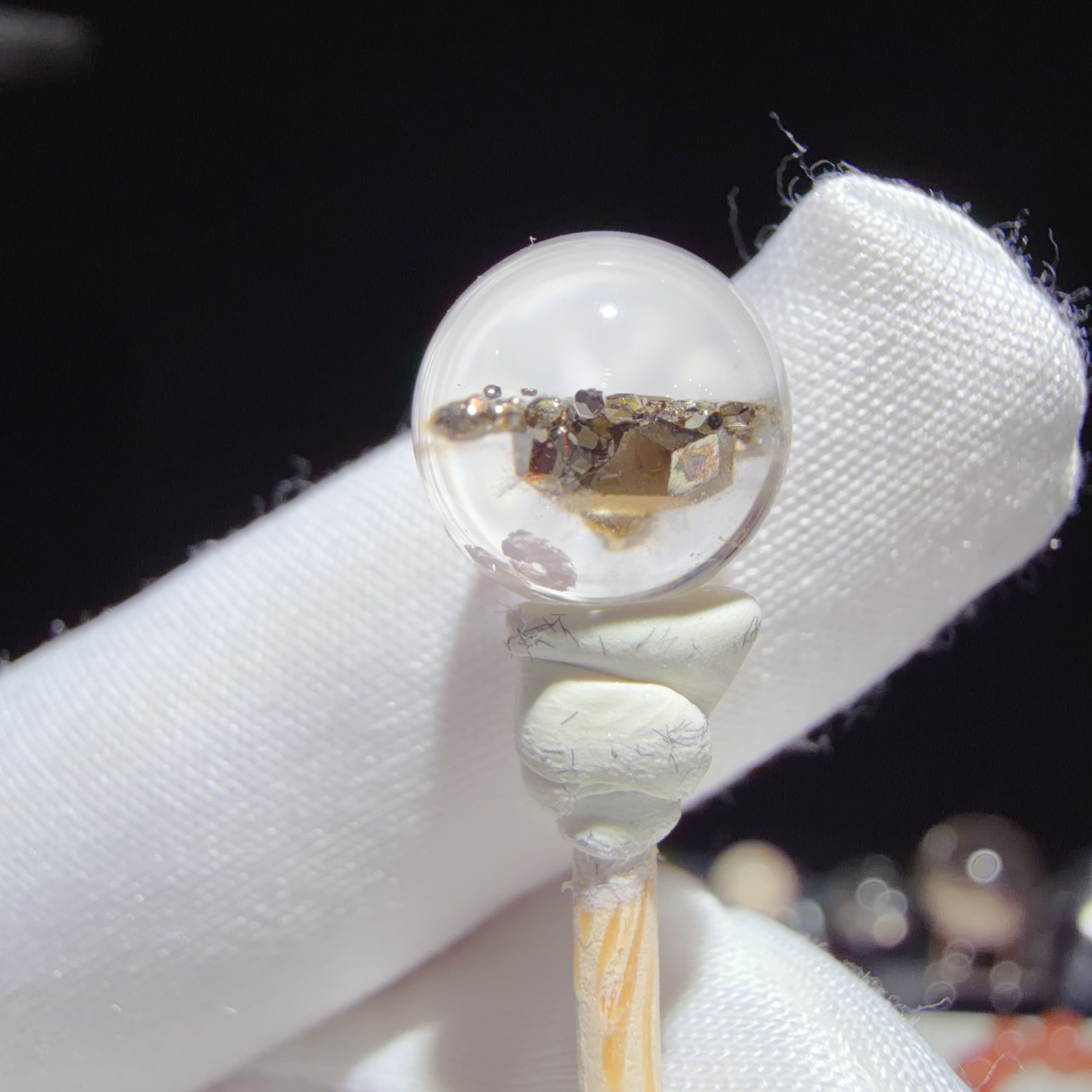 Quartz Bead with Pyrite Inclusions
