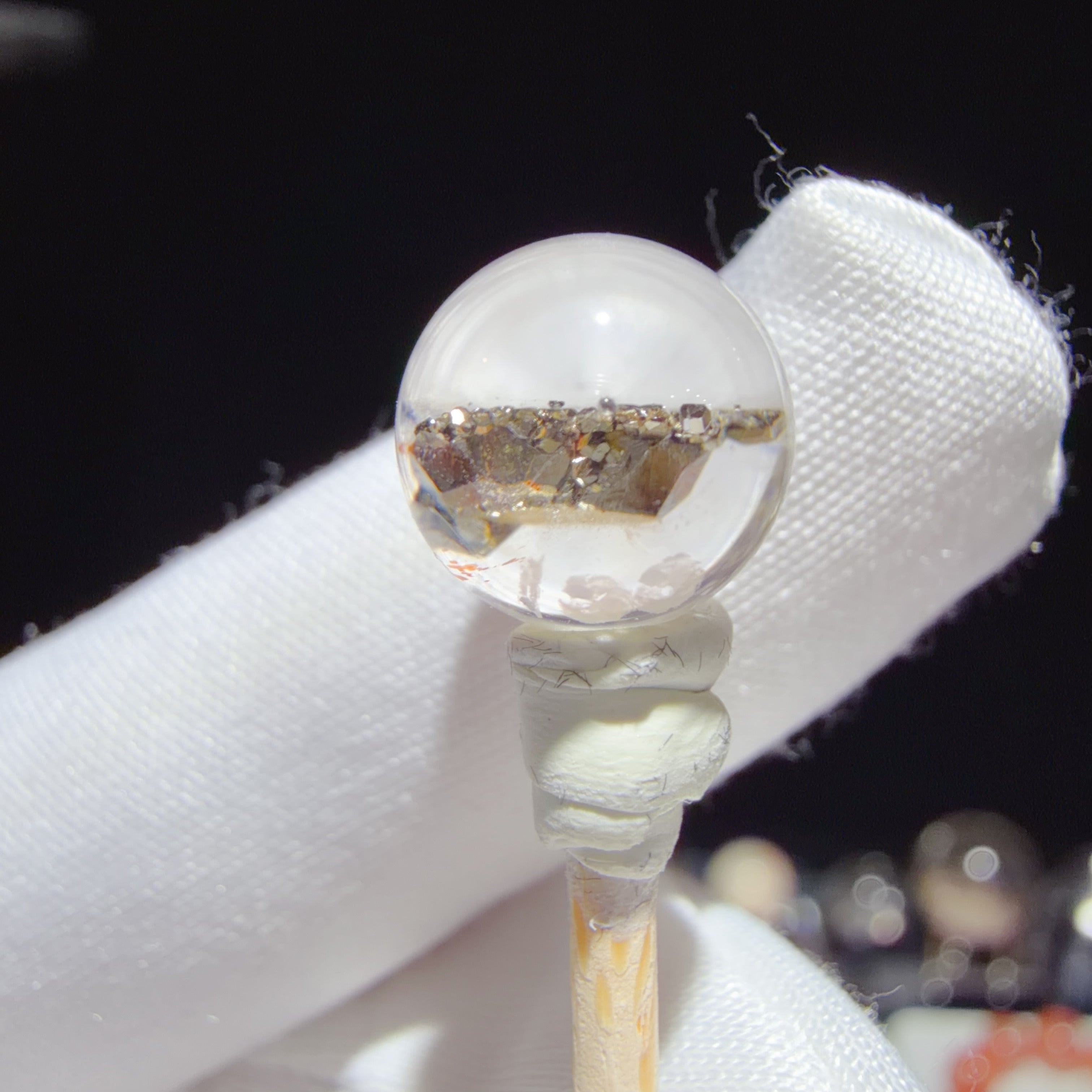 Quartz Bead with Pyrite Inclusions