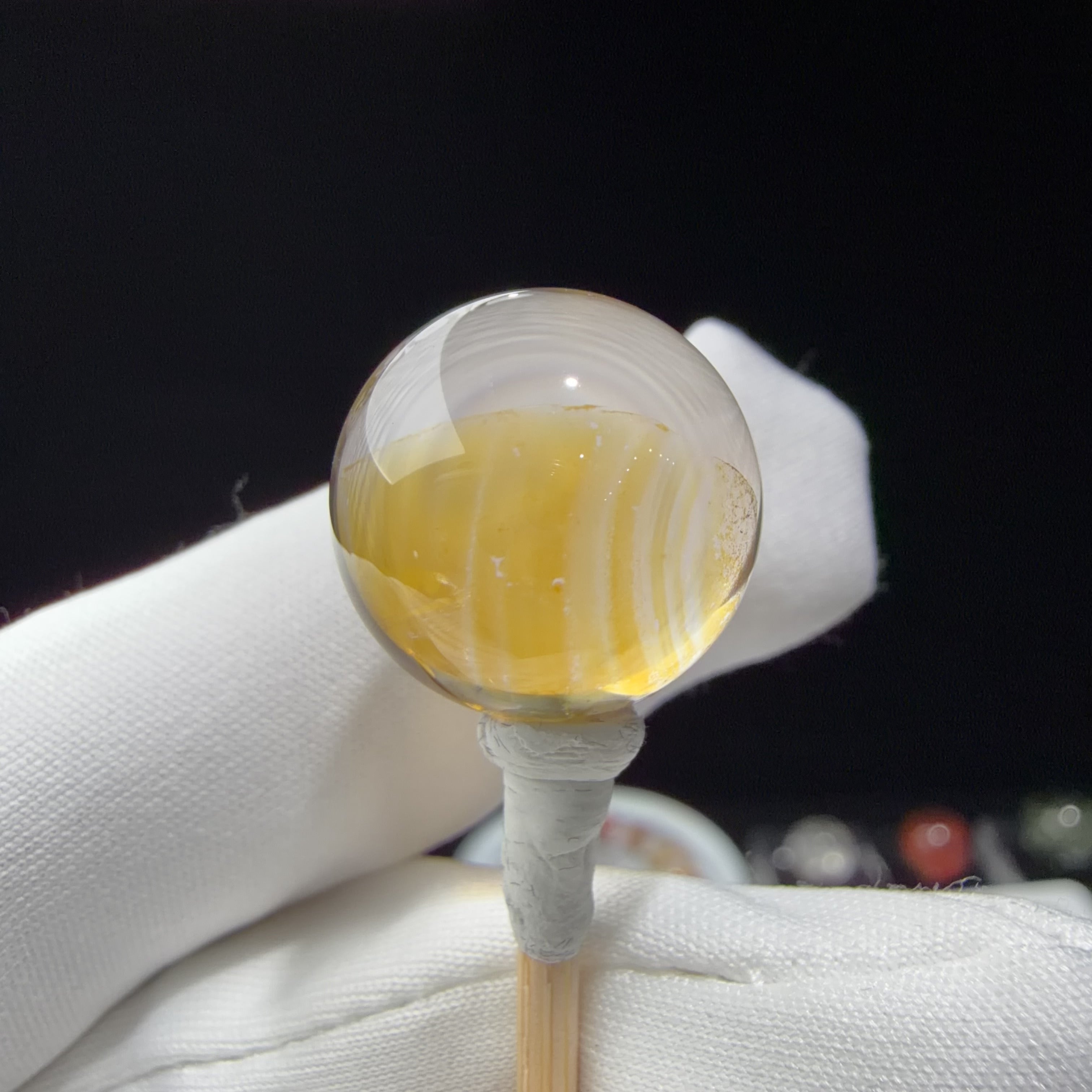 Quartz Bead with Banded Flower-like Inclusions 16.4 mm