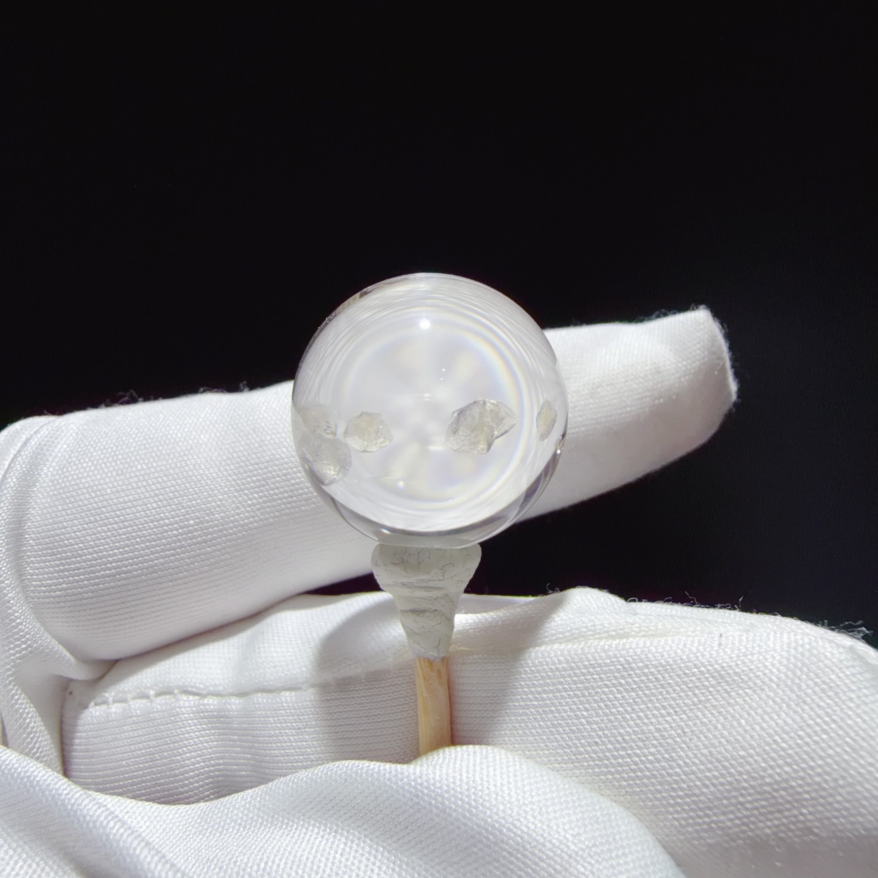 Quartz Bead with Aligned Calcite Inclusions