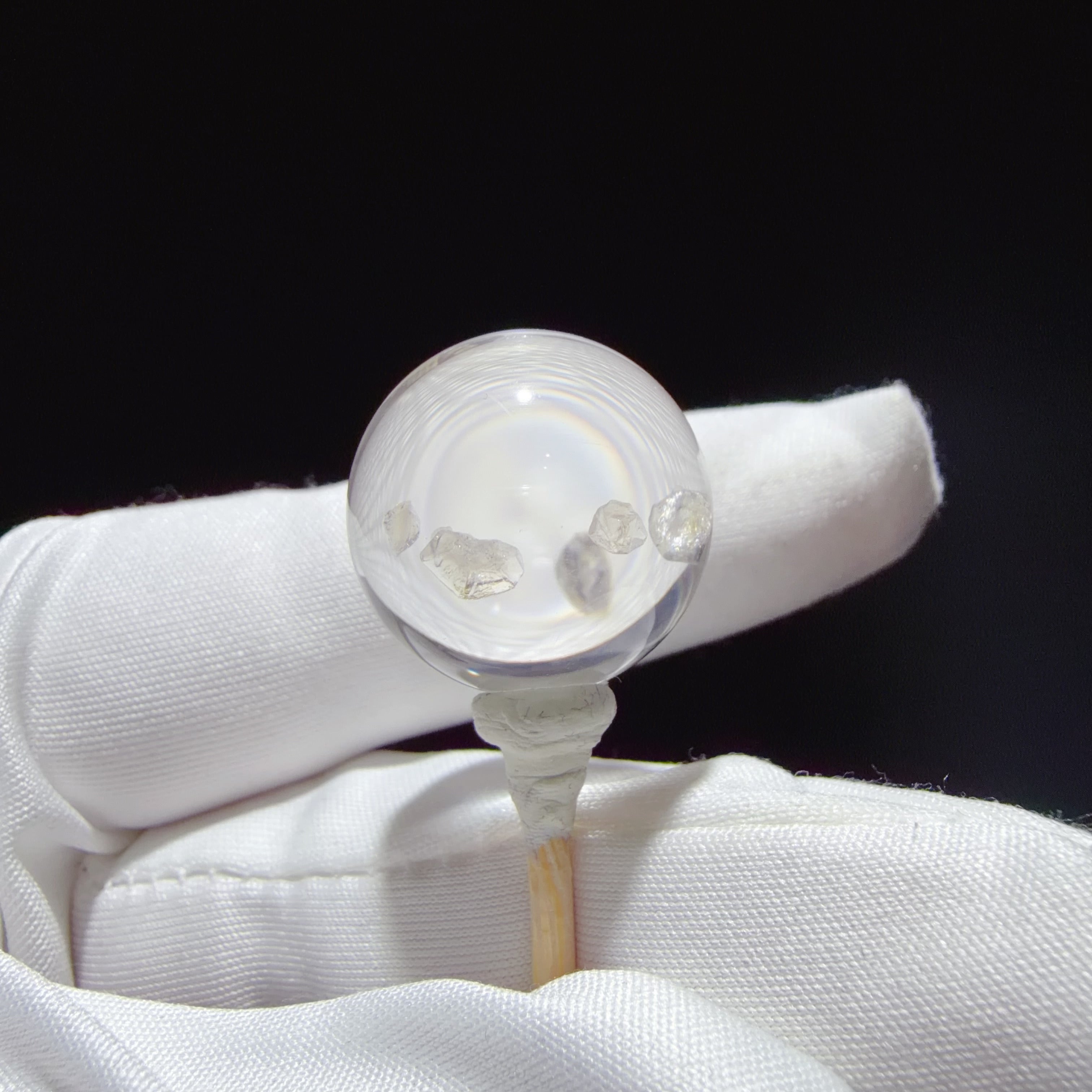 Quartz Bead with Aligned Calcite Inclusions