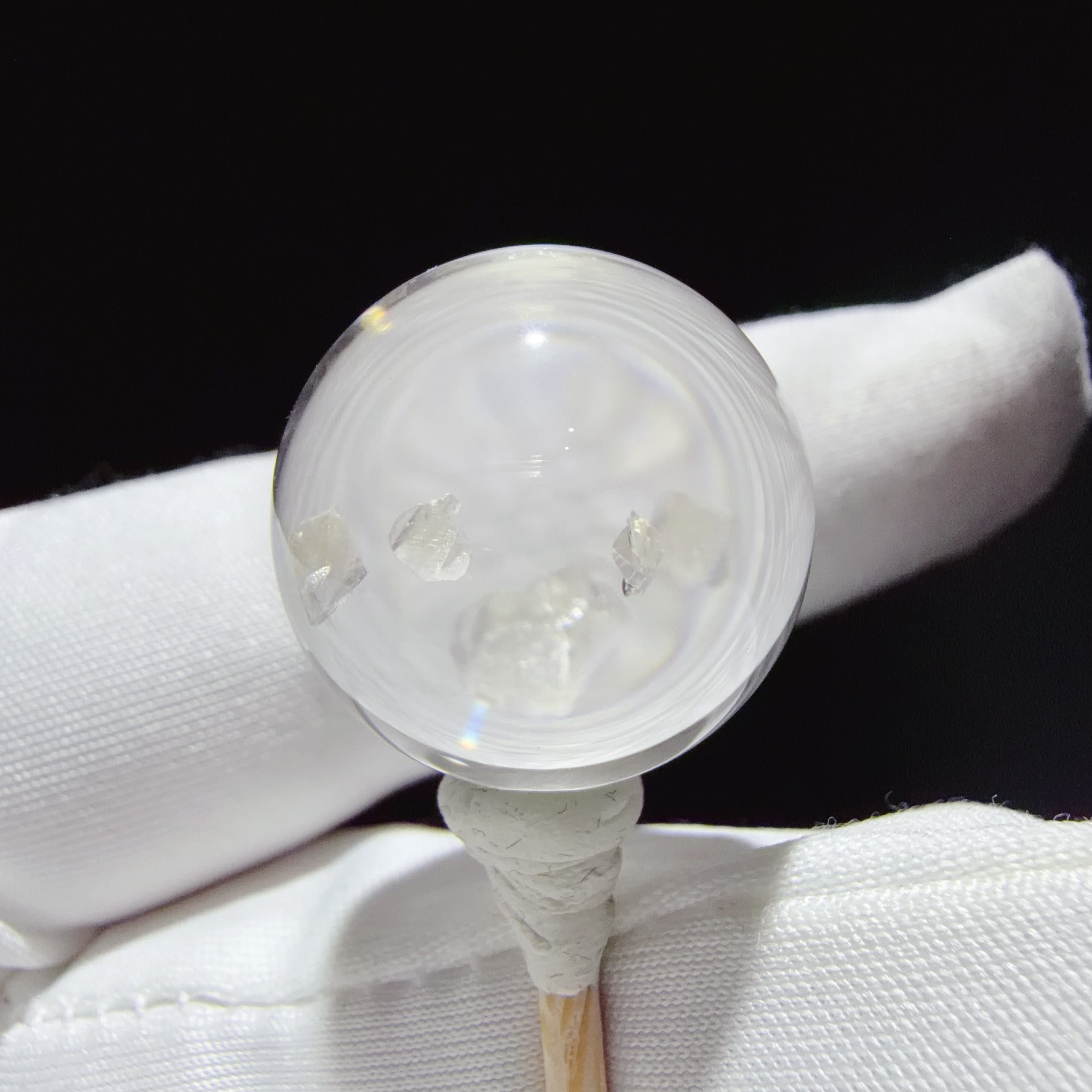Quartz Bead with Aligned Calcite Inclusions