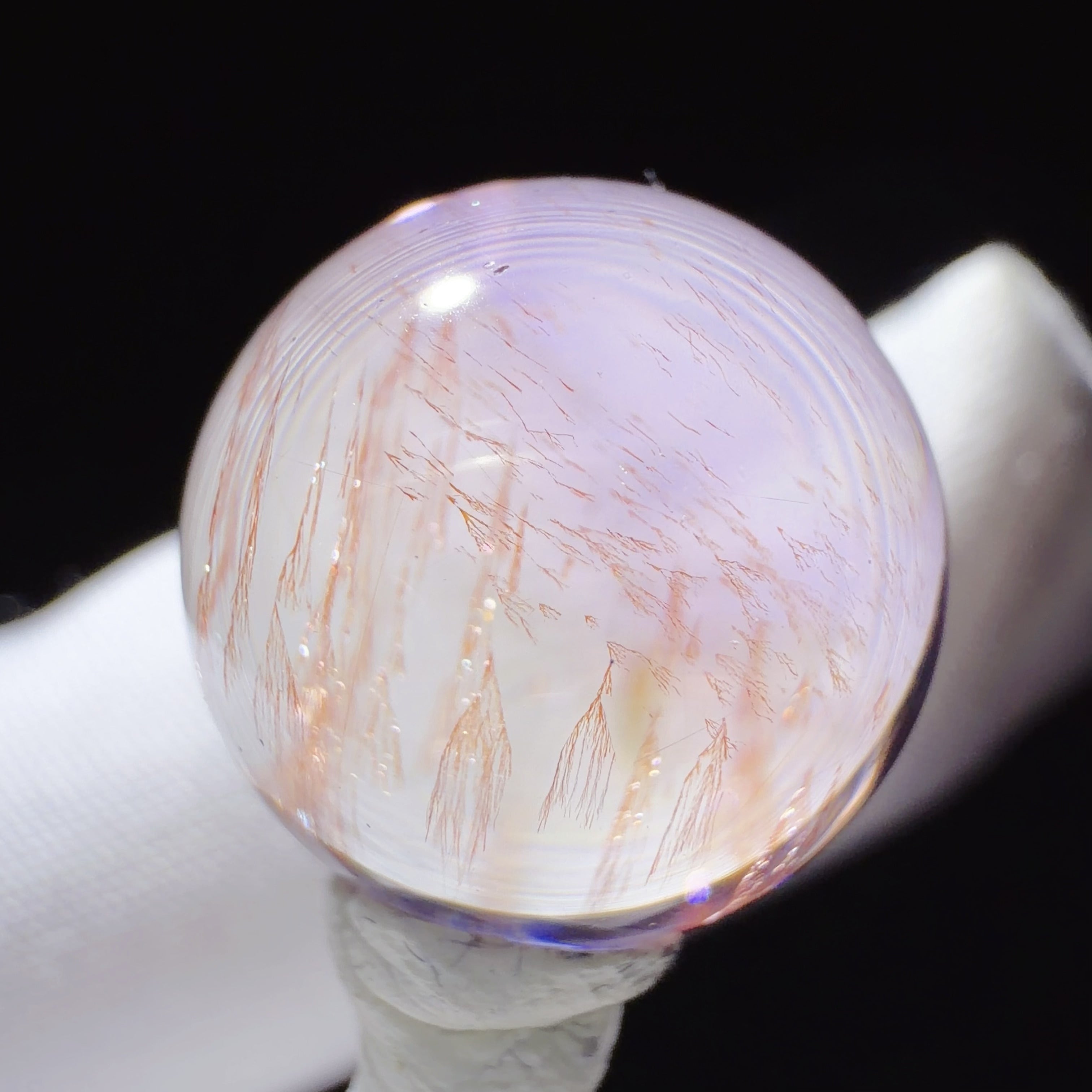 16.3 mm Quartz Bead with Purple Needle-like Inclusions