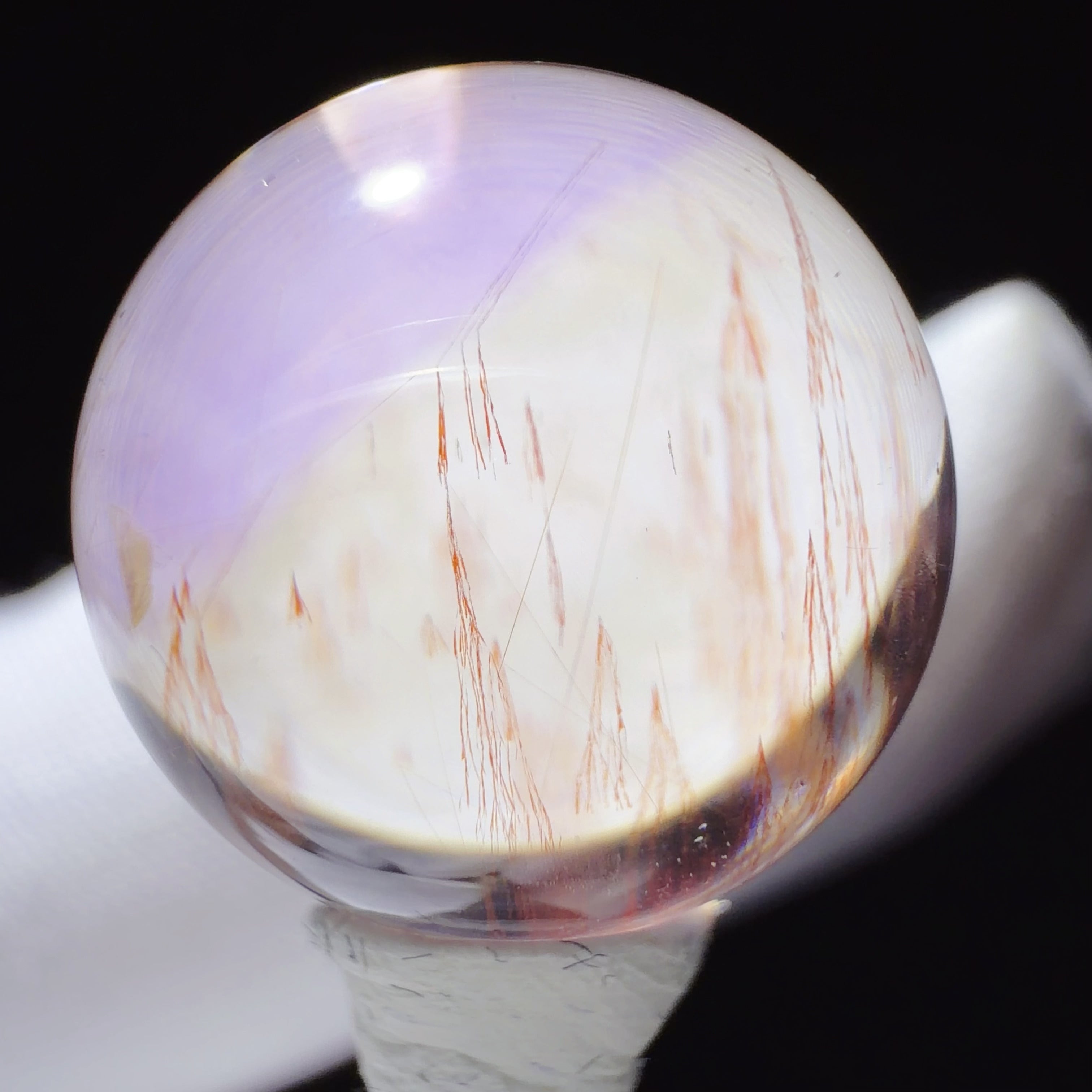 16.3 mm Quartz Bead with Purple Needle-like Inclusions