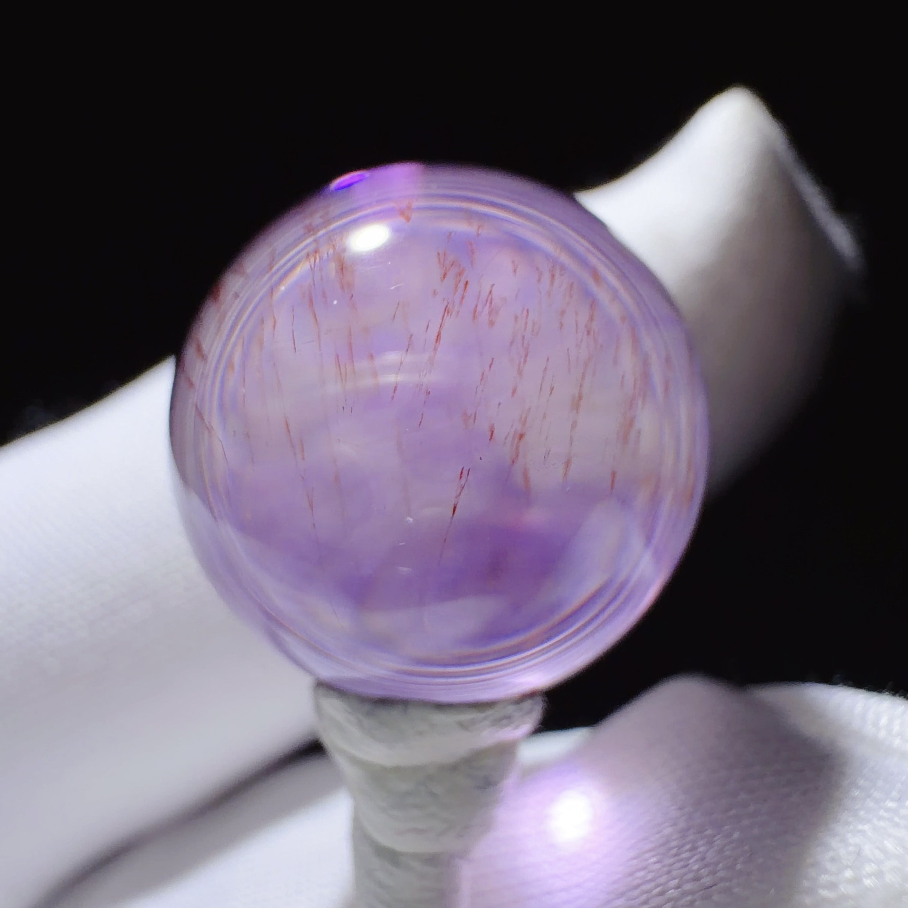 16.3 mm Quartz Bead with Purple Needle-like Inclusions