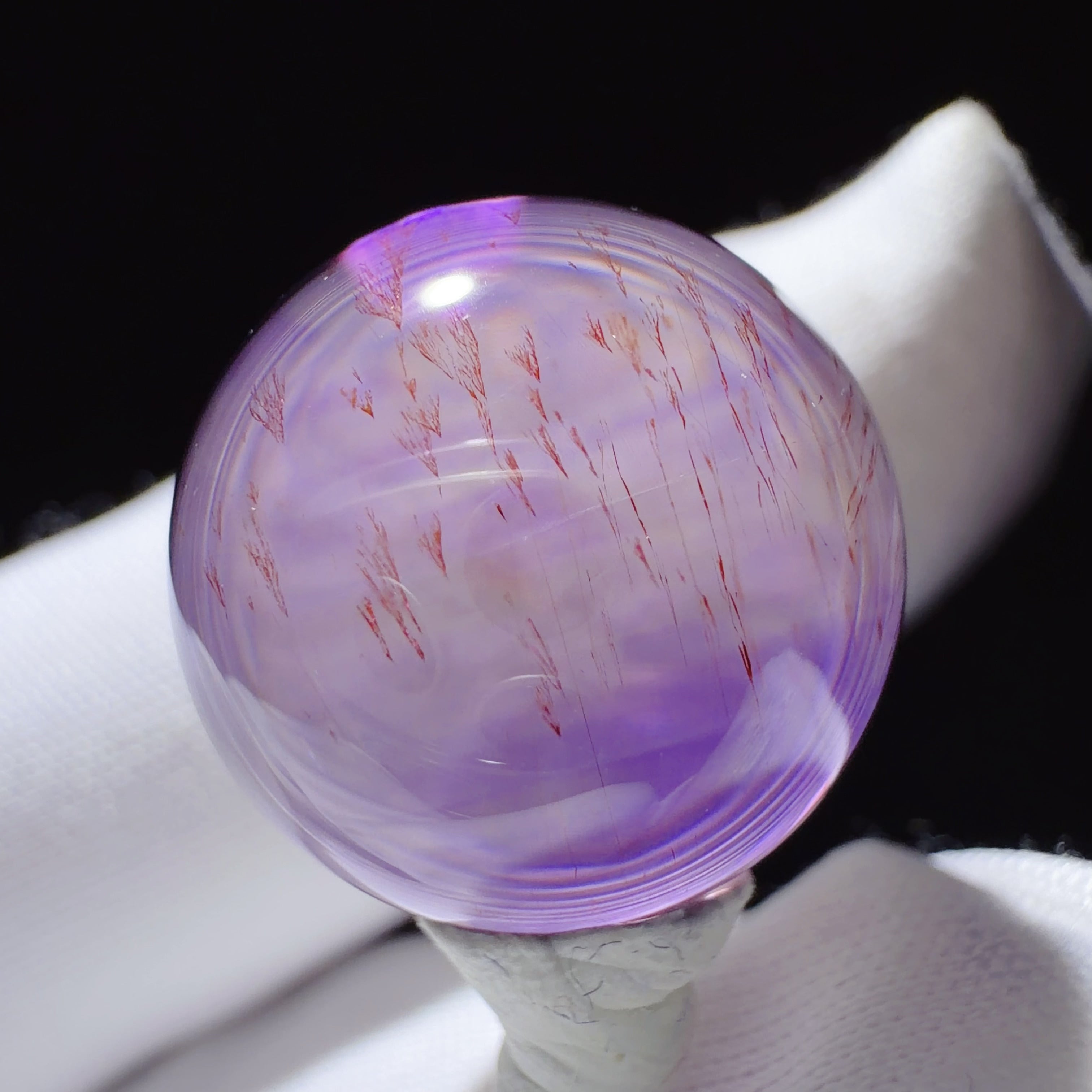 16.3 mm Quartz Bead with Purple Needle-like Inclusions