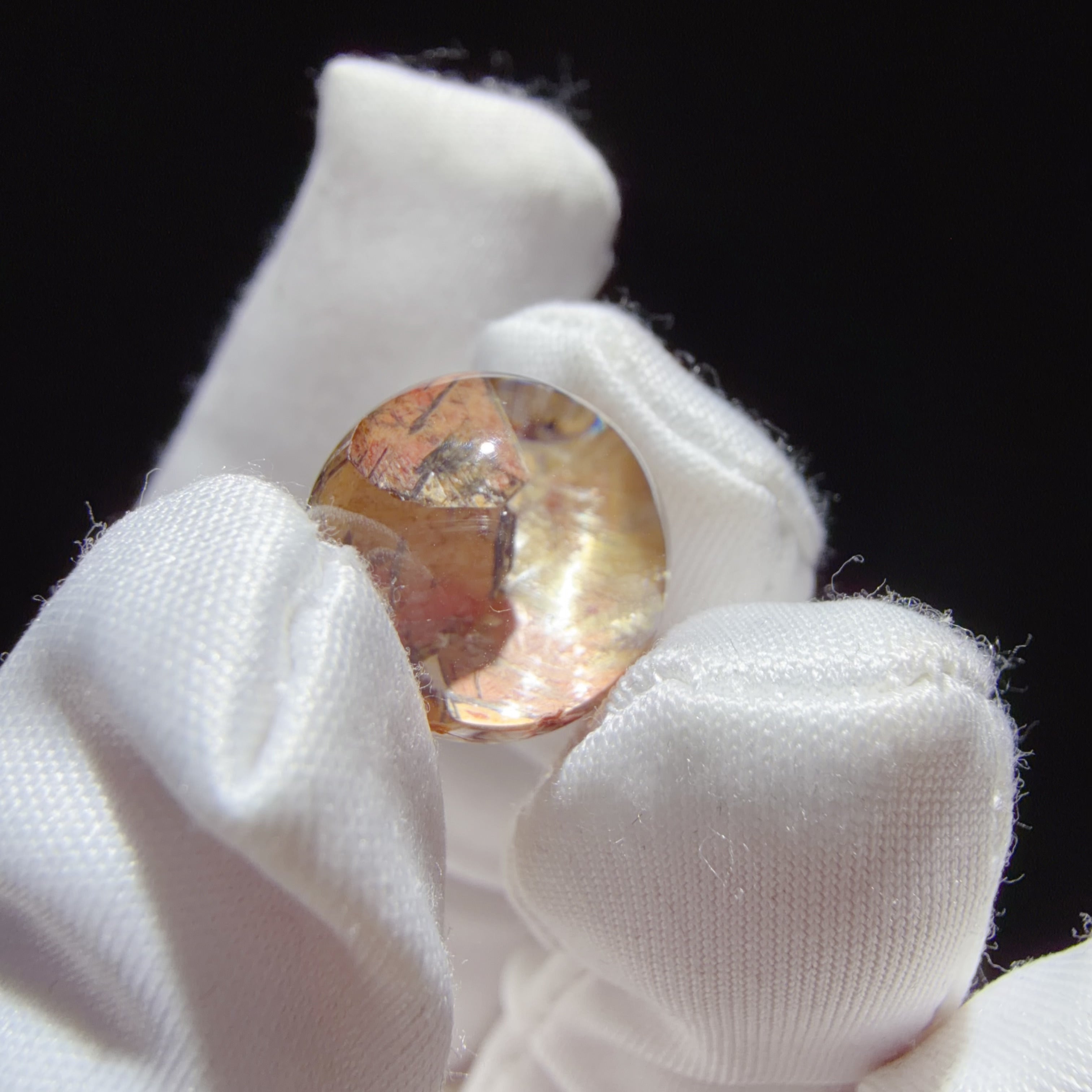 Quartz Bead with Pink and Golden Star-like Inclusions