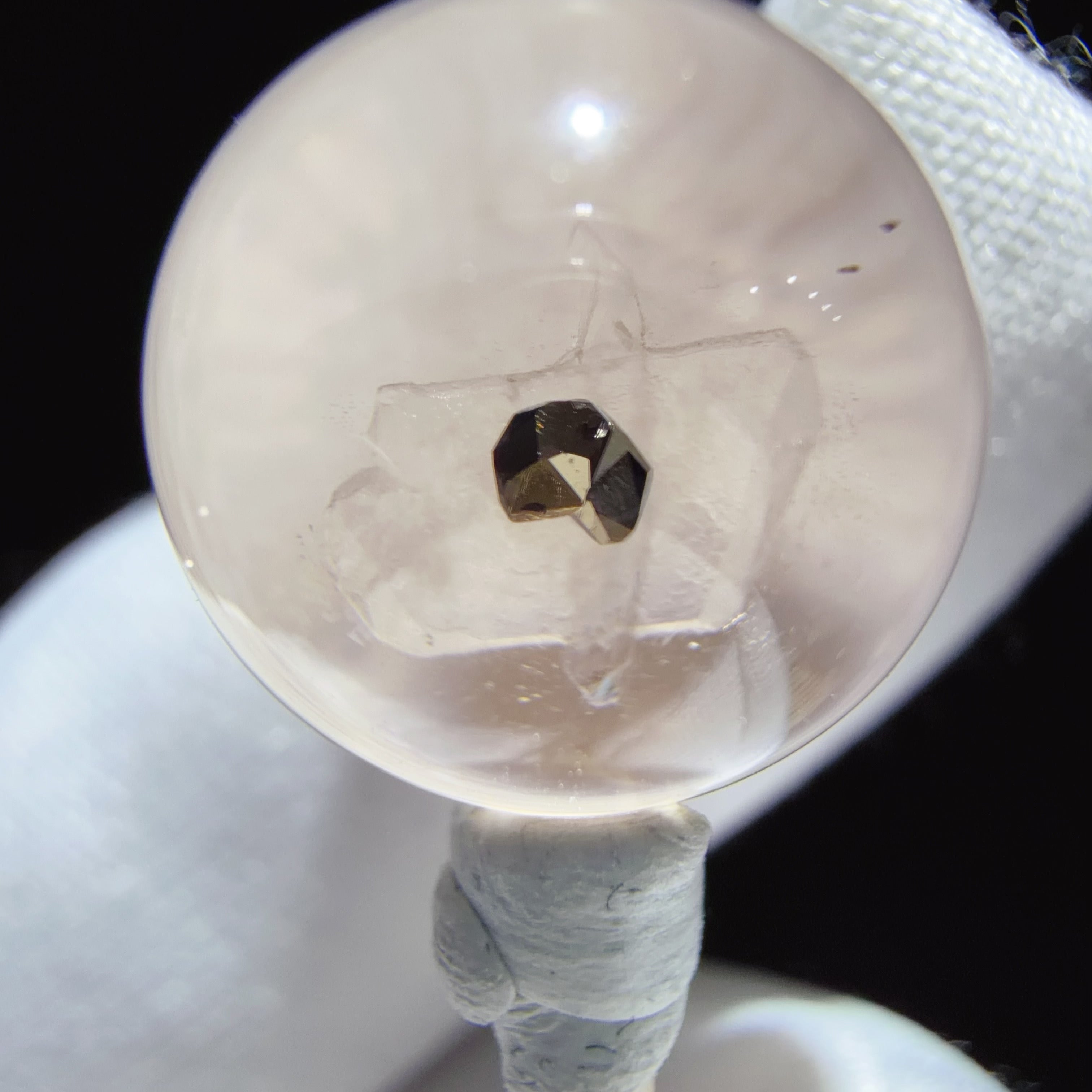 Quartz Cabochon with Calcite and Pyrite Inclusions