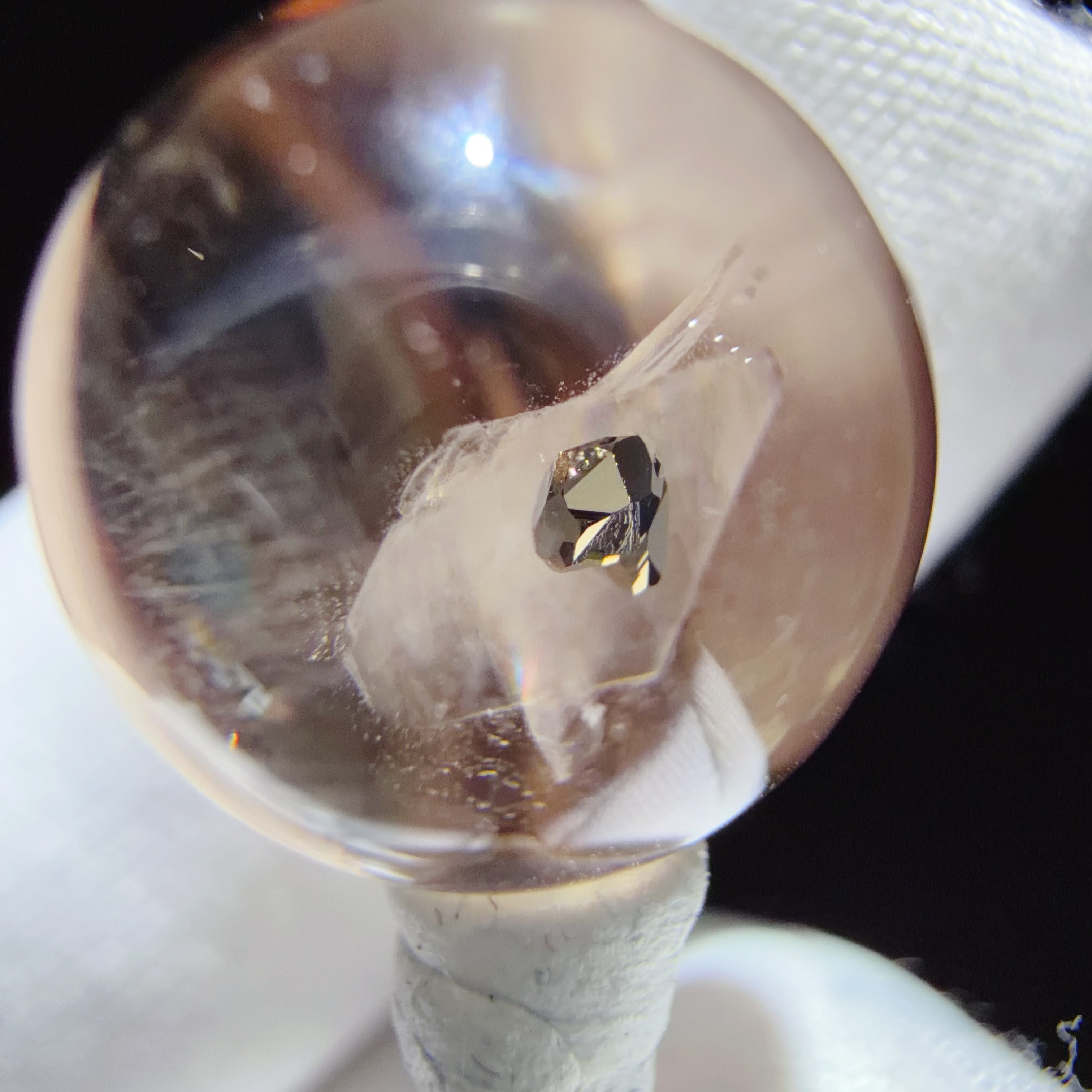 Quartz Cabochon with Calcite and Pyrite Inclusions