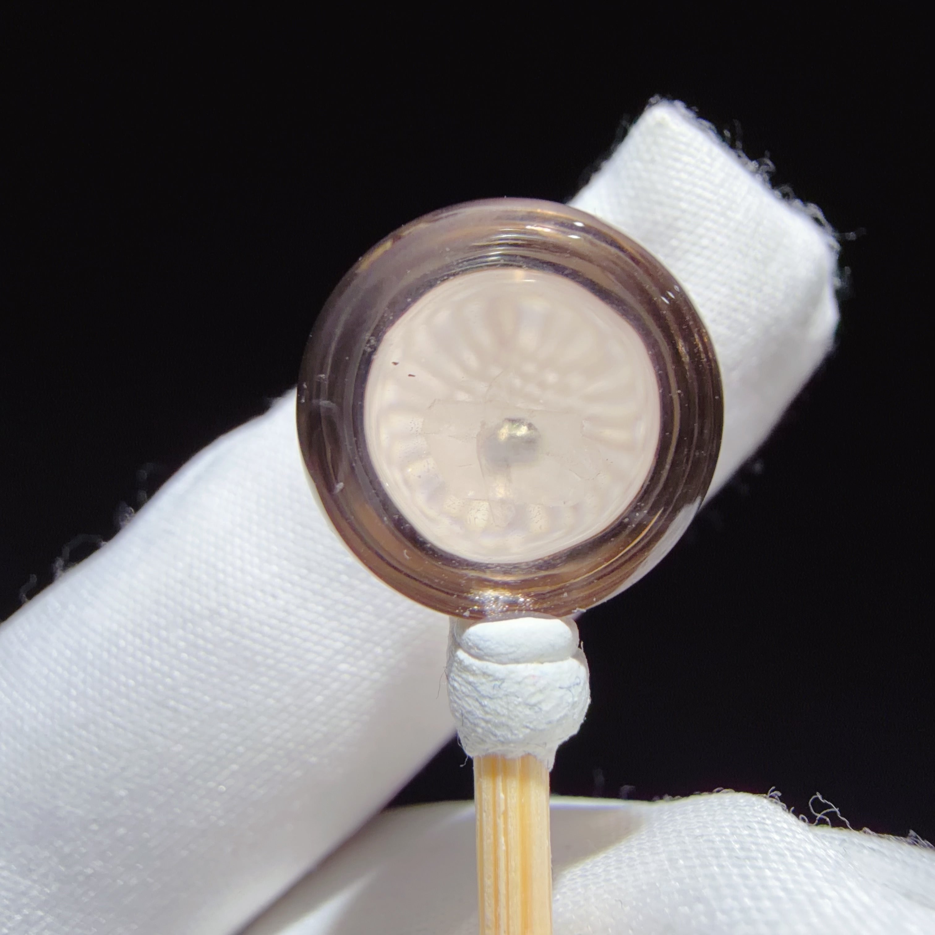 Quartz Cabochon with Calcite and Pyrite Inclusions