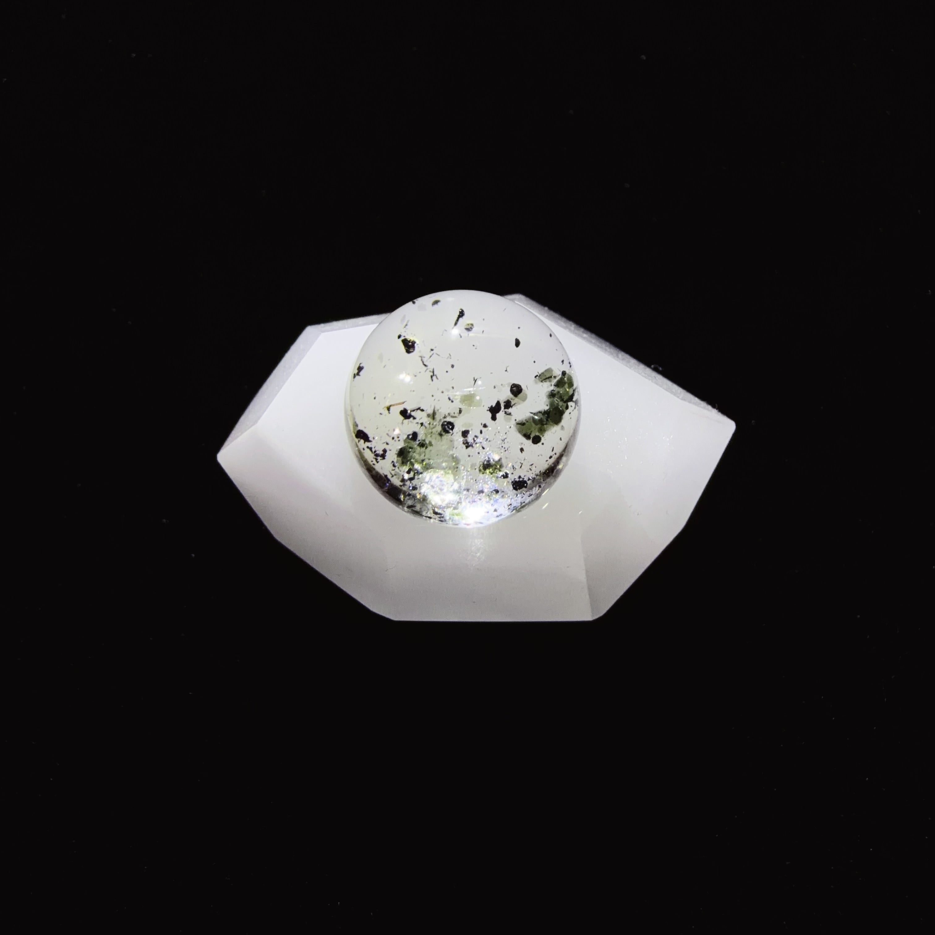 Quartz Cabochon with Hematite and Mica Inclusions
