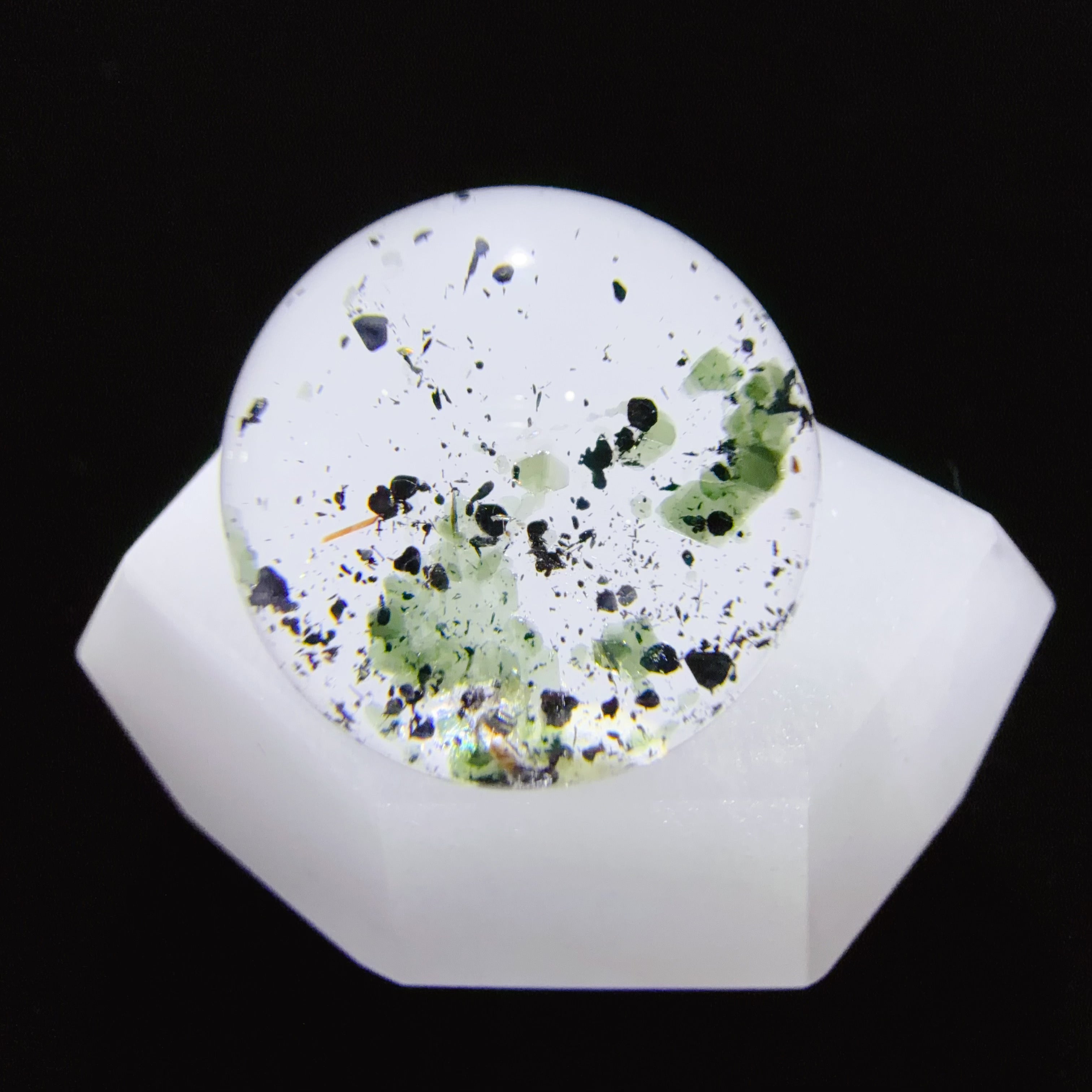 Quartz Cabochon with Hematite and Mica Inclusions