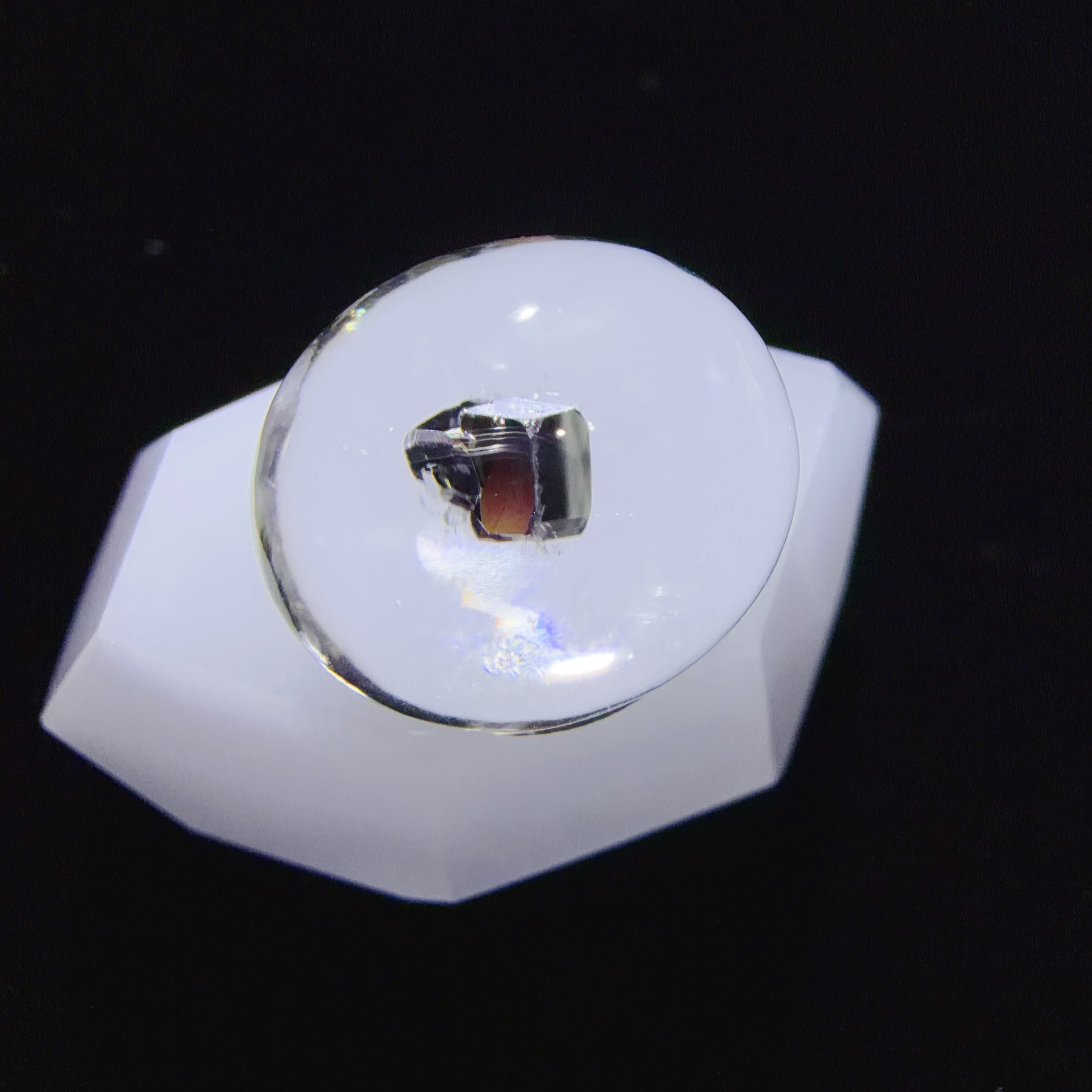 16.6 mm Quartz Cabochon with Prominent Pyrite Inclusion