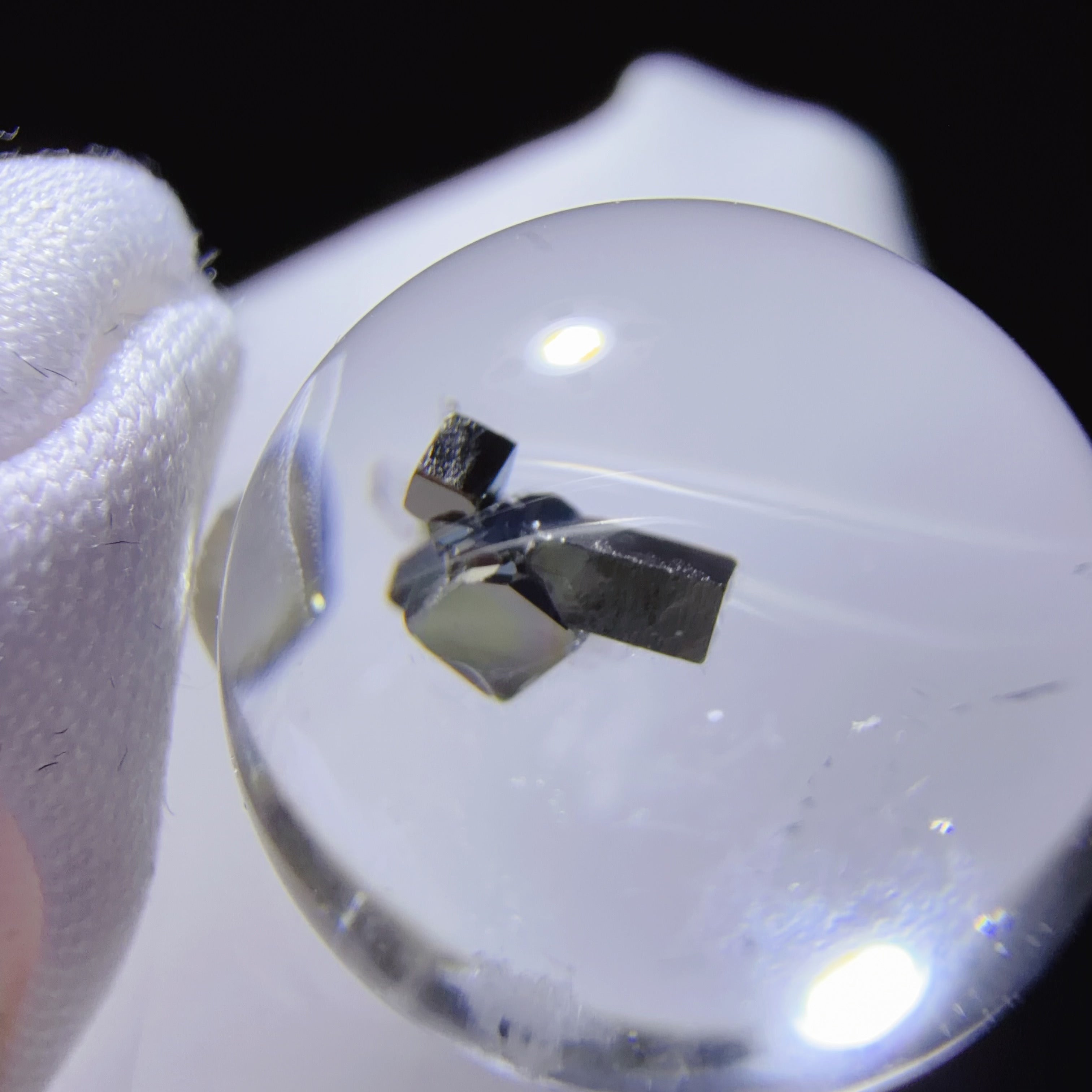 Quartz Cabochon with Prominent Pyrite Inclusion