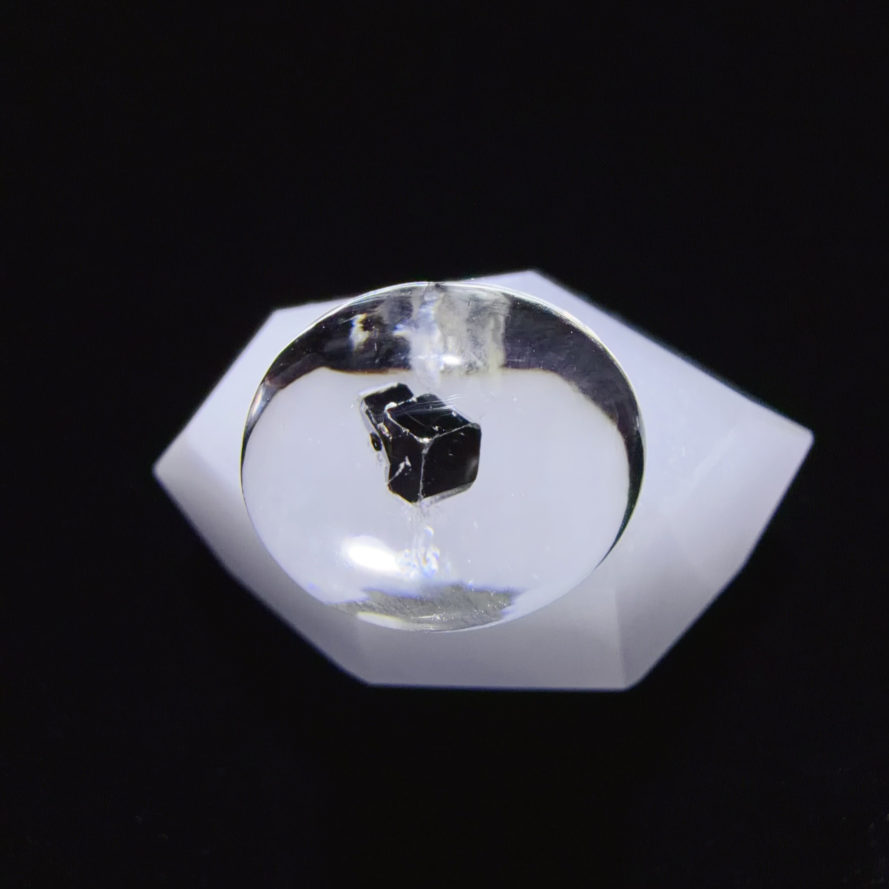 16.6 mm Quartz Cabochon with Prominent Pyrite Inclusion